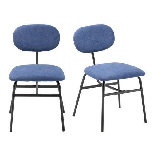 Stuhl-Set Pino 2er-Set Blau - Blau/Schwarz, MODERN, Holz/Textil (46/80/55cm) - Bessagi Home