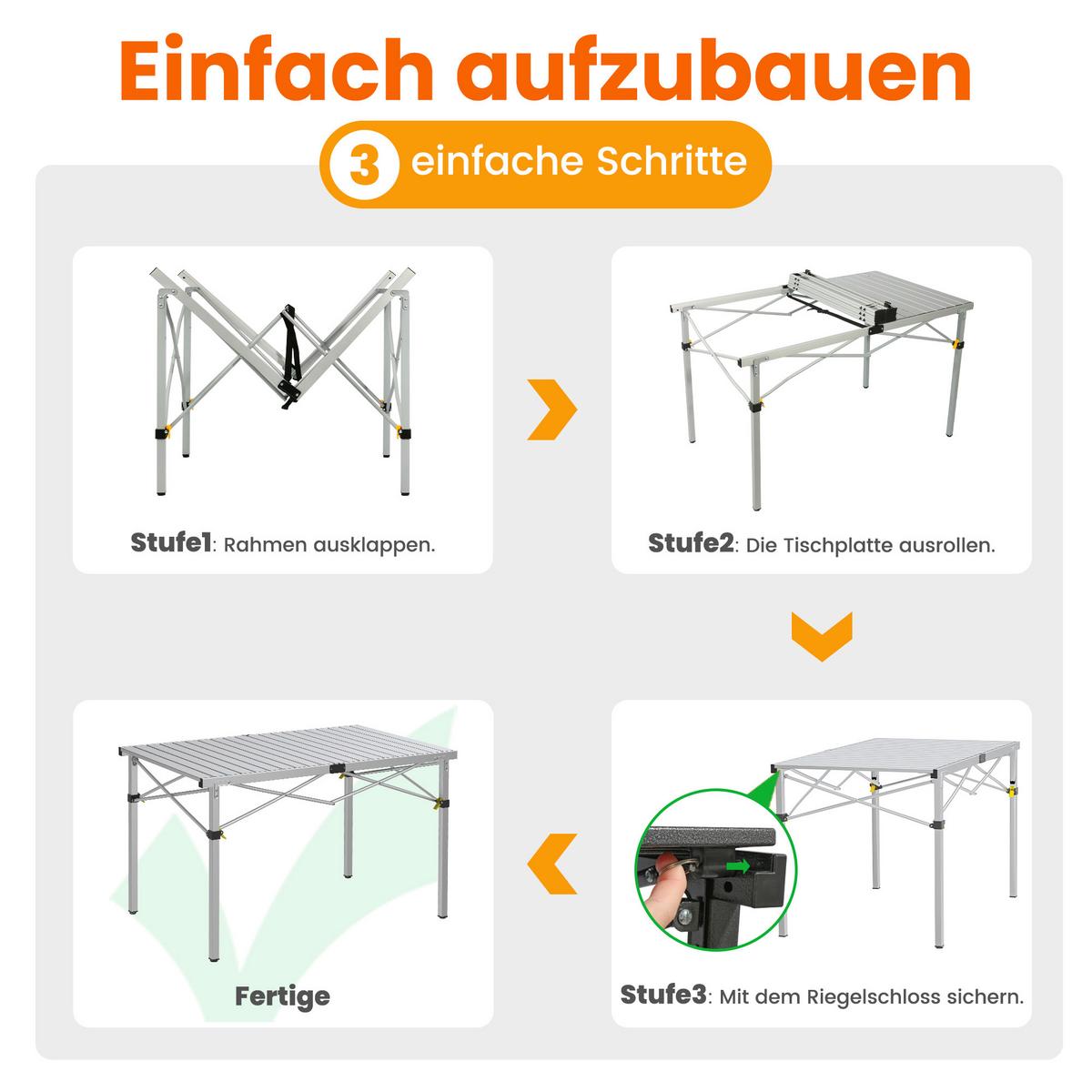 Campingtisch Silberfarben klappbar - Silberfarben, Basics, Metall (118/70/70cm) - Modante