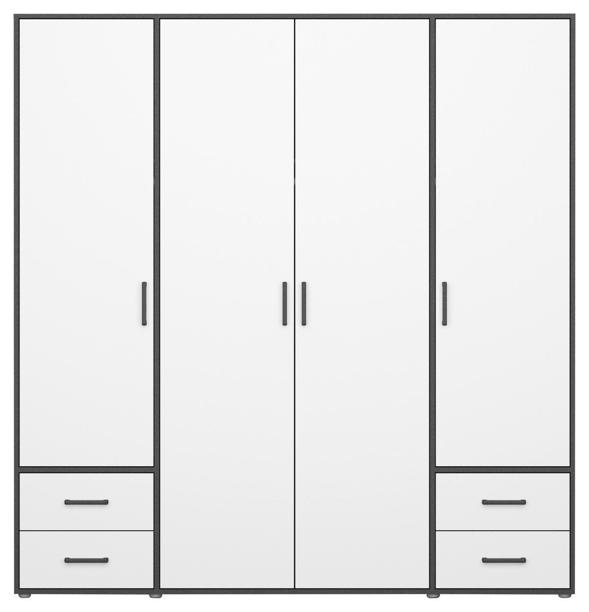 Ormar S Klasičnim Vratima Voyager - bijela/siva, Moderno, drvni materijal/plastika (187/194/53cm) - Modern Living