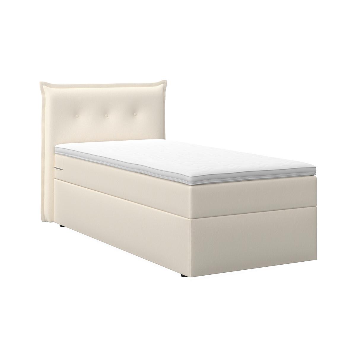 Boxbett Polo ca. 90x200 cm Elfenbein mit Topper - Elfenbein/Schwarz, MODERN, Holz/Kunststoff (90/200cm) - Bessagi Home