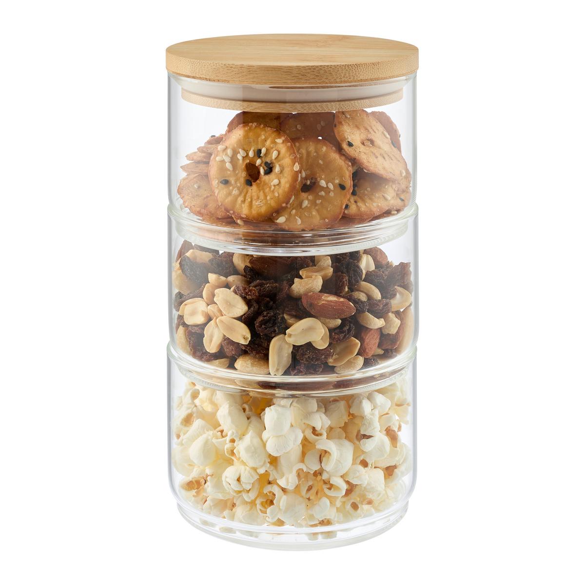 Vorratsdosenset Hedvig Naturfarben/Klar, 4-teilig - Klar/Naturfarben, MODERN, Glas/Holz - Mömax