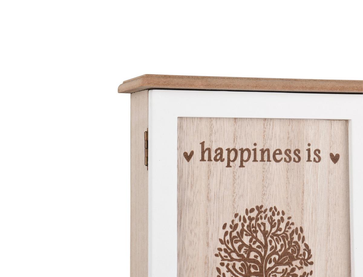 Kulcstartó Szekrény Sandra - natúr színű/fehér, Konventionell, faalapú anyag (20/30/6cm)