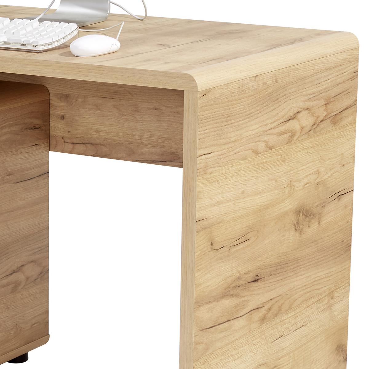 Íróasztal Tölgy Szín Fontana - tölgyfa, Modern, faalapú anyag (120/75,5/60cm)