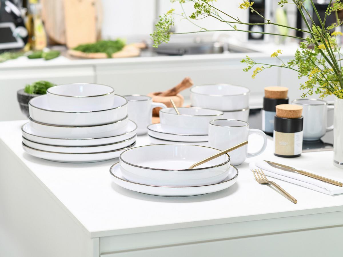 Serviciu de masă Nordic Festive 30/1 - alb/auriu, Basics, ceramică - Creatable