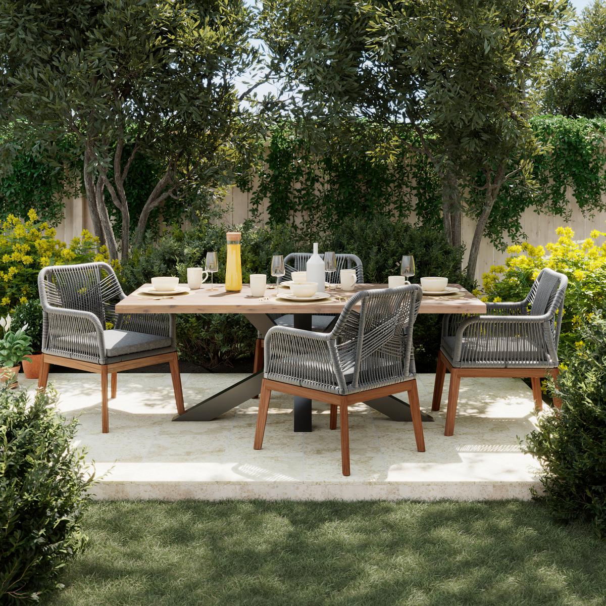 Gartentisch Alena in Akazie ca. 200x100x76cm - Schwarz/Akaziefarben, Natur, Holz/Metall (200/100/76cm) - Mömax