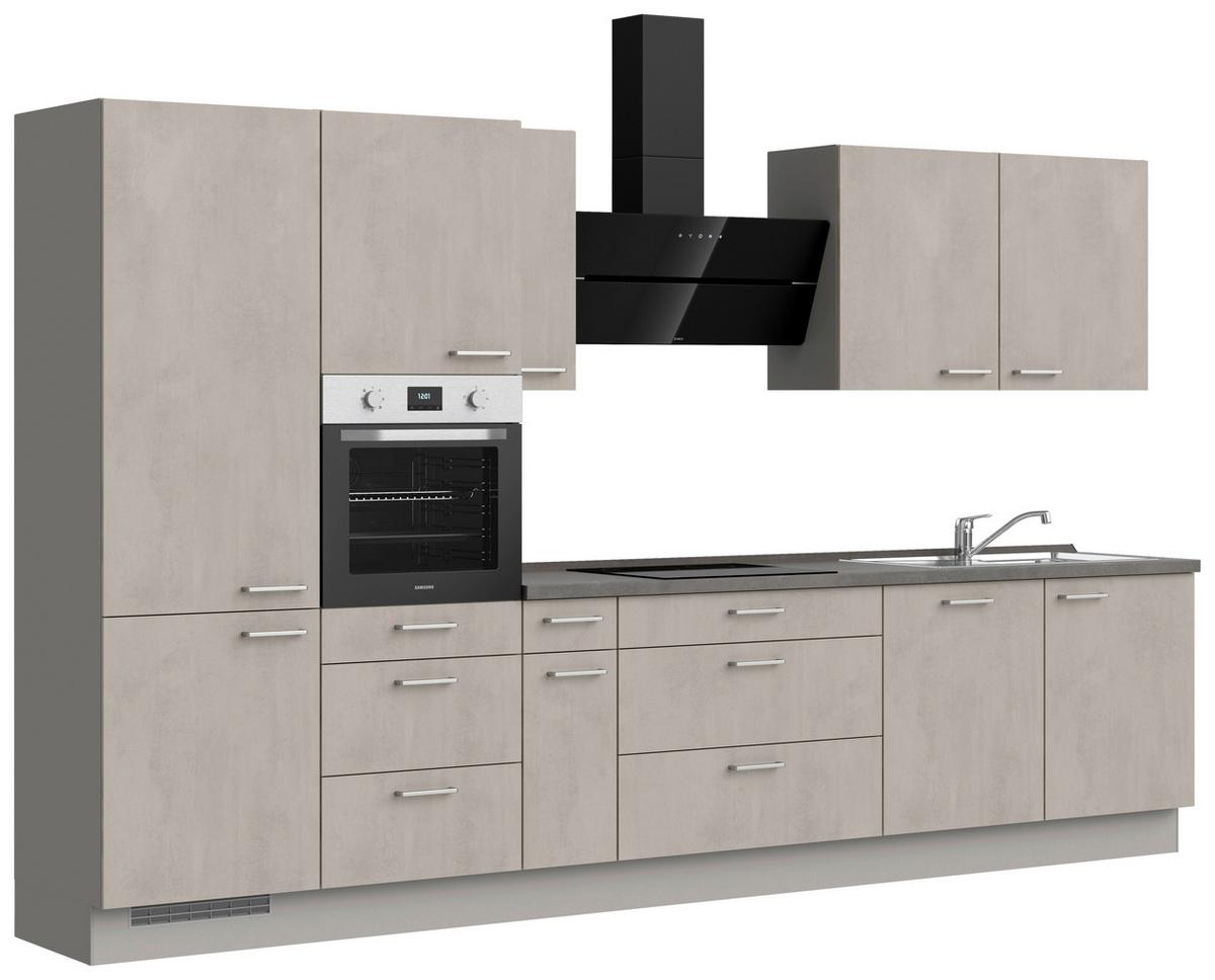 Küchenblock Riva High m. Geräten Grau - Schieferfarben/Edelstahlfarben, MODERN, Holzwerkstoff/Metall (360cm) - Nobilia