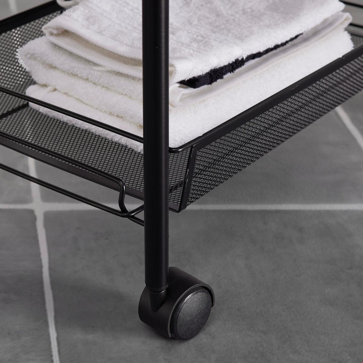 Rollwagen Sandro Schwarz Metall - Schwarz, MODERN, Kunststoff/Metall (45/105/26cm) - Bessagi Home