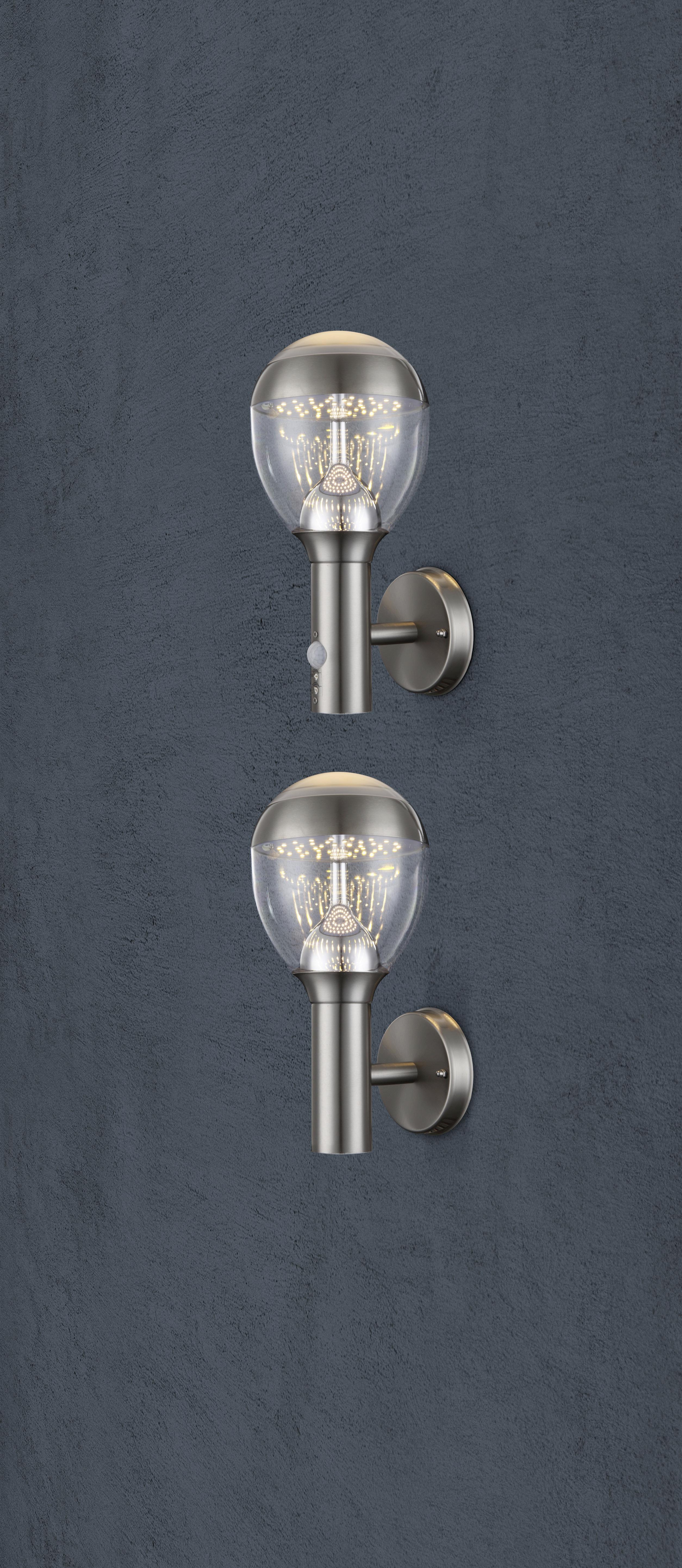 LED-Außenleuchte Callisto in Silberfarben max. 11 Watt - Klar/Silberfarben, Basics, Kunststoff/Metall (15/17,3/31,7cm) - Globo