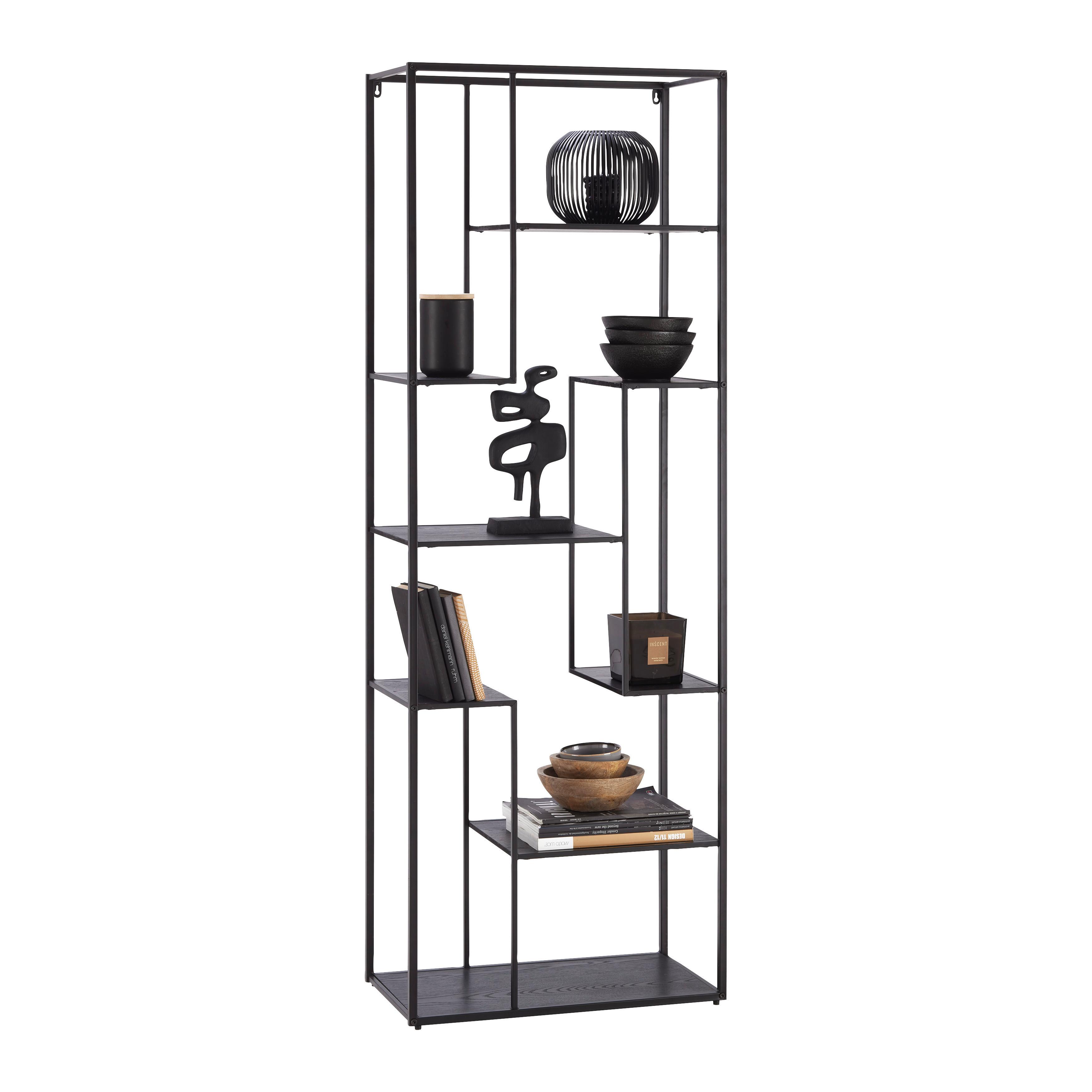 HYLLA MATEA II -EXKLUSIV- - svart, Modern, metall/trämaterial (60/170/33cm) - Mömax