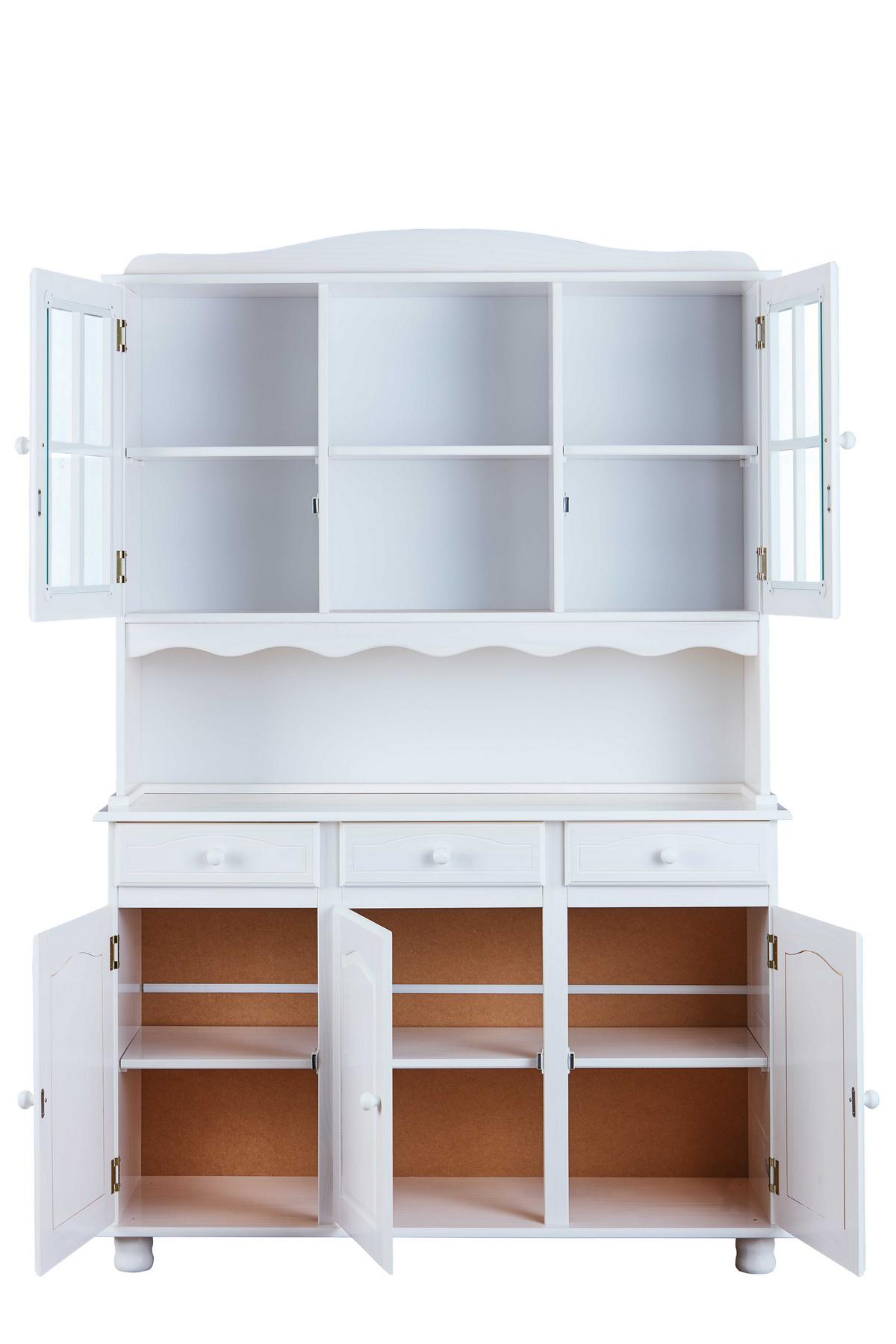 Kredenca Siena, Bela, Masiven Bor - bela, Trendi, les (130/198/43cm) - MID.YOU