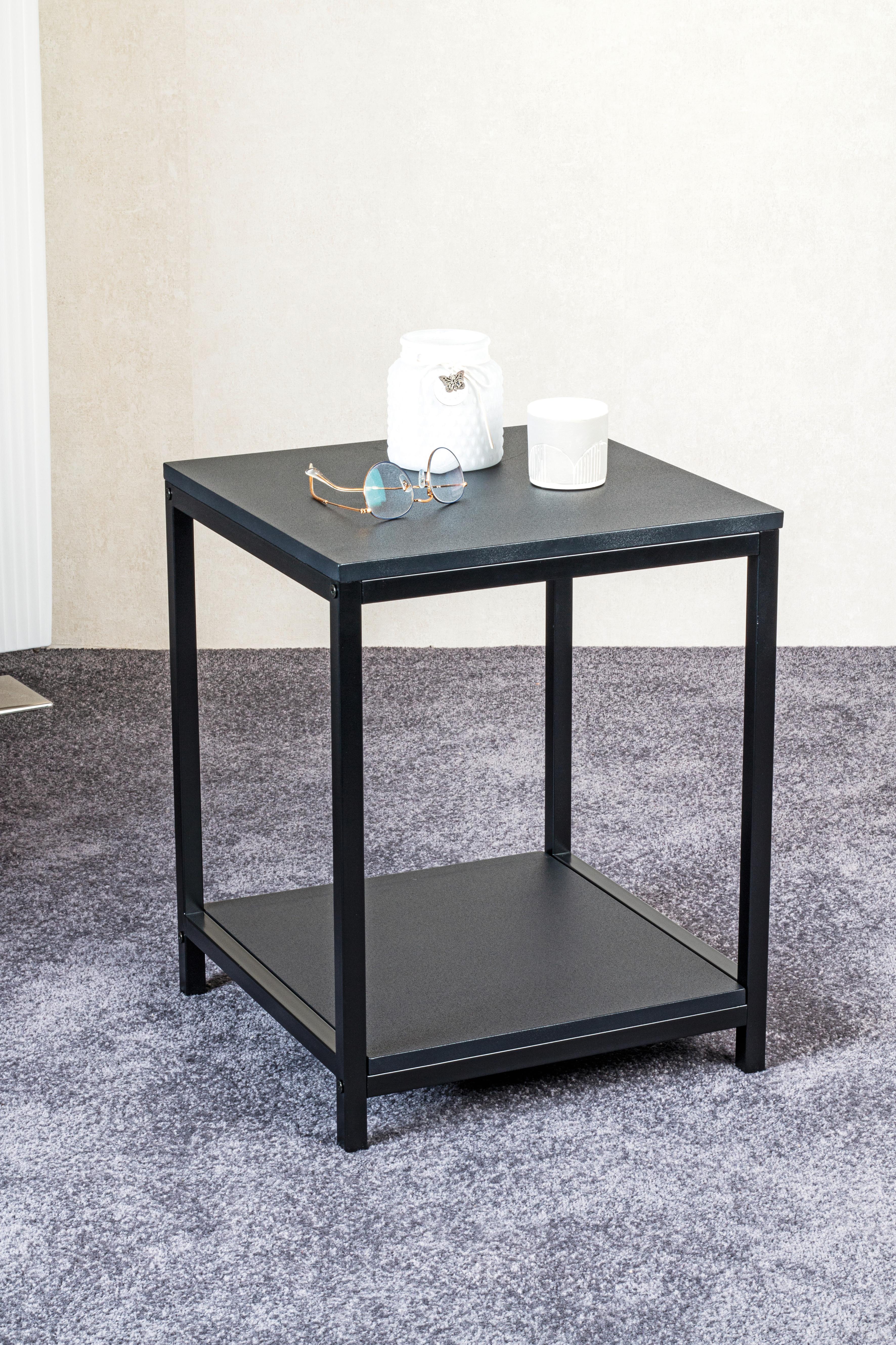 STOLIK BOCZNY LUGANO - czarny, Design, materiał drewnopochodny/metal (40/40/50cm)