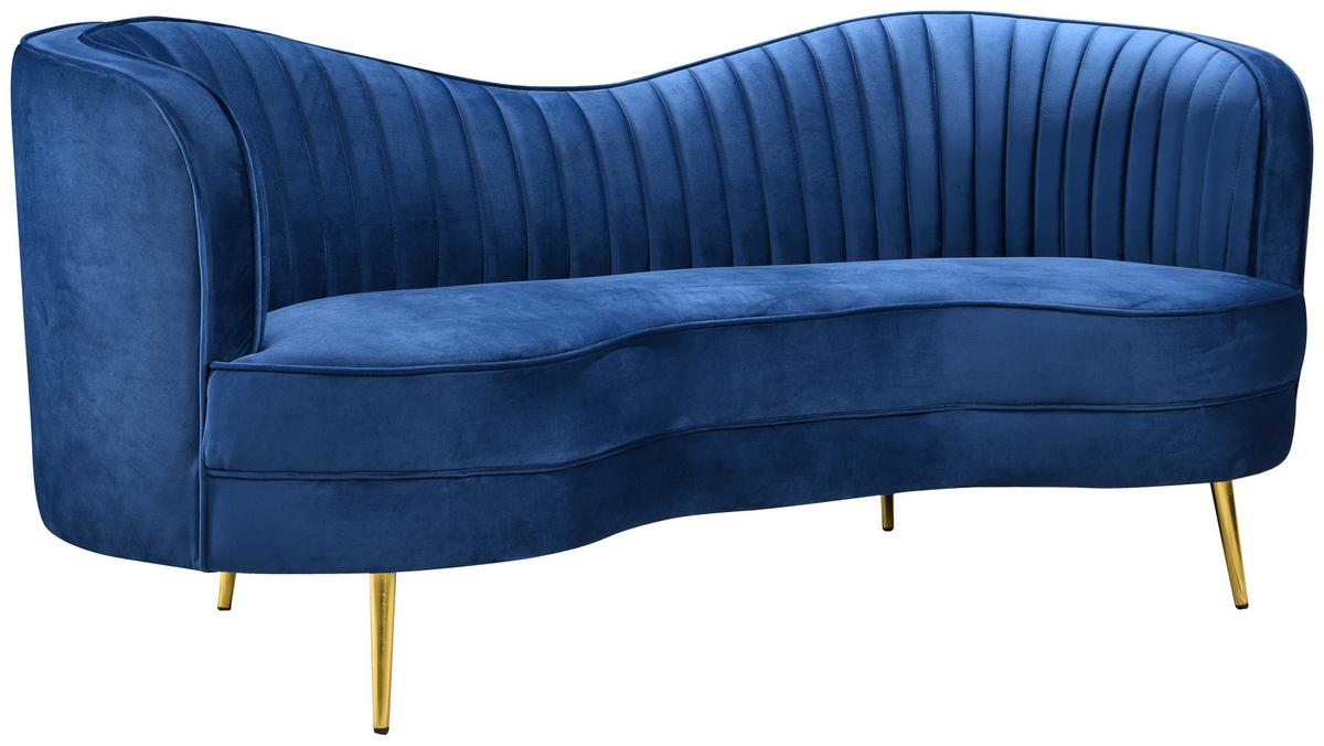 Sofa Brianna - zlatne boje/plava, Moderno, drvo/metal (187,5/84/90cm) - Mömax