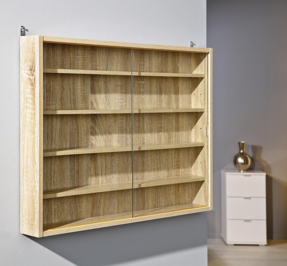 Hängevitrine Collectizioni braun - Sonoma Eiche, KONVENTIONELL, Glas/Holzwerkstoff (80/60/9,5cm) - MID.YOU