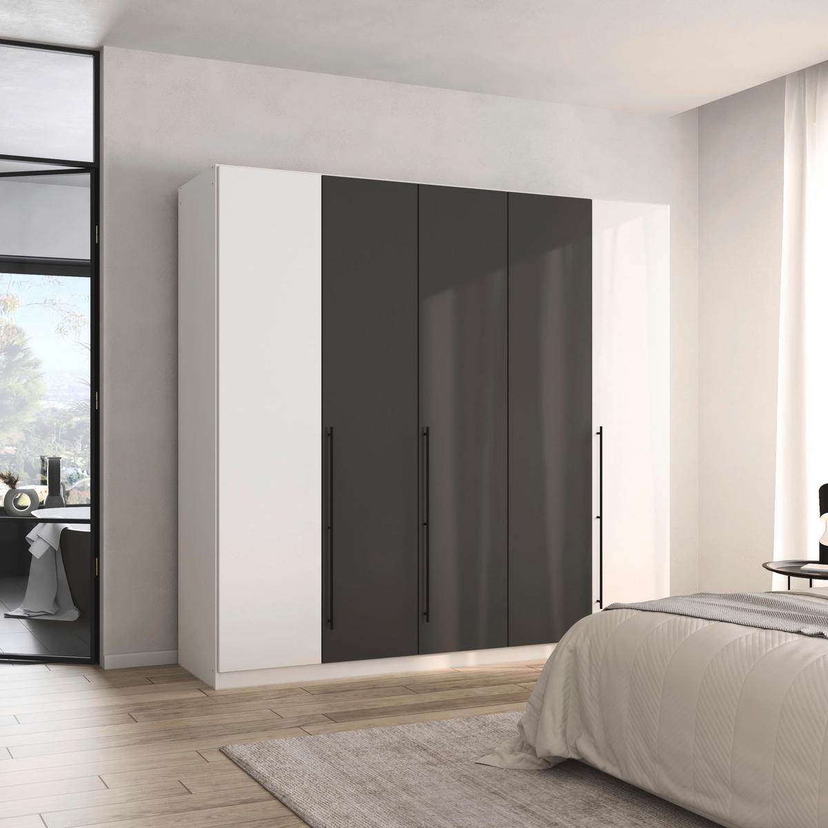 Kleiderschrank Safari Grau/Weiß - Schwarz/Weiß, KONVENTIONELL, Holzwerkstoff/Metall (226/210/54cm) - Based