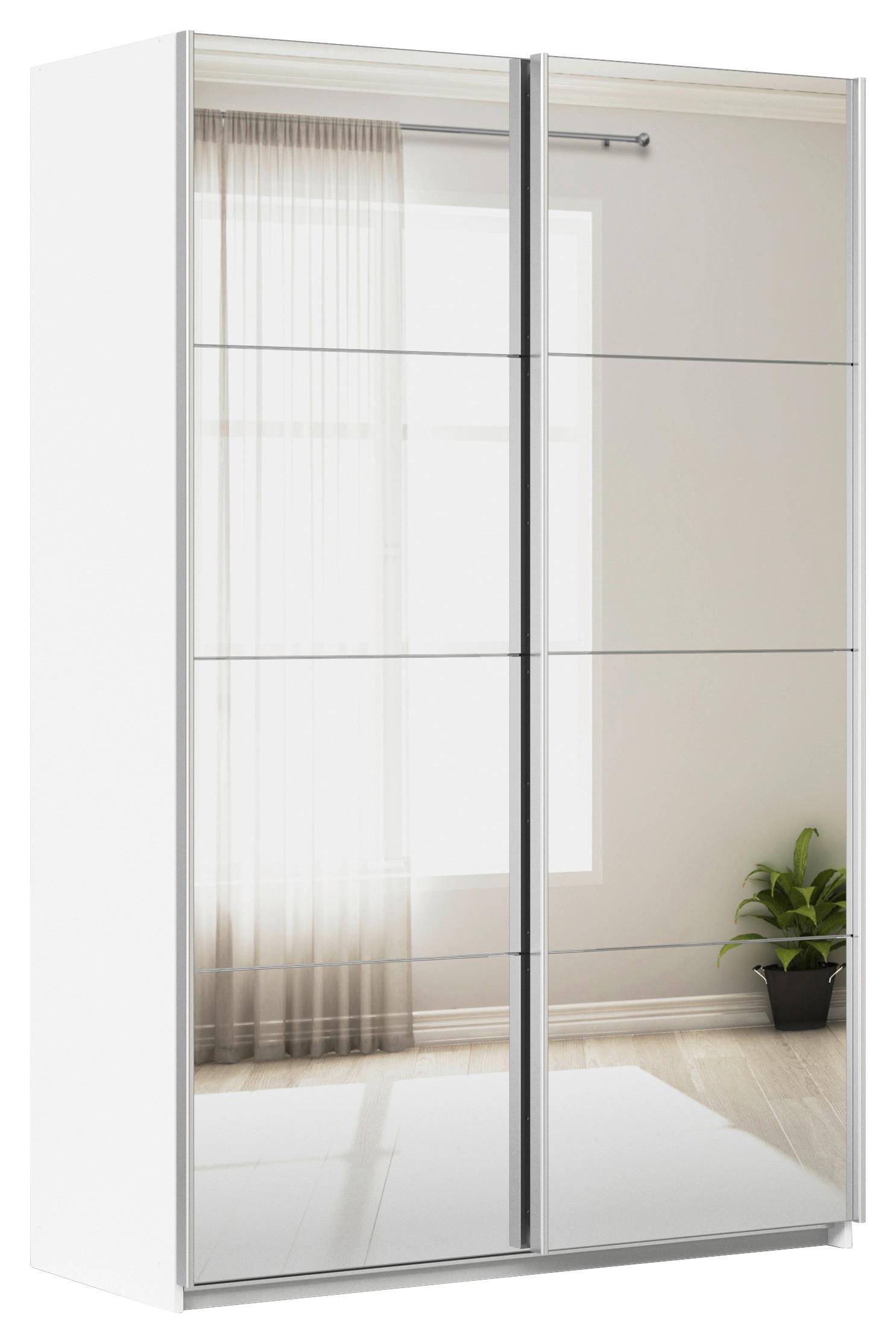 DULAP USI CULISANTE FELDKIRCH - argintiu/alb, Modern, sticlă/material pe bază de lemn (136/210/62cm)