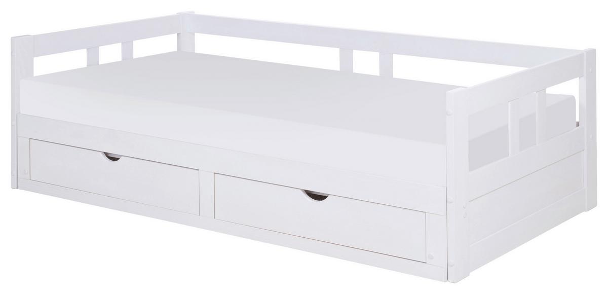 Raztegljiva Postelja Livio, Bela, 90-180x200 - bela/naravne barve, Romantika, kovina/umetna masa (90/200cm) - MID.YOU