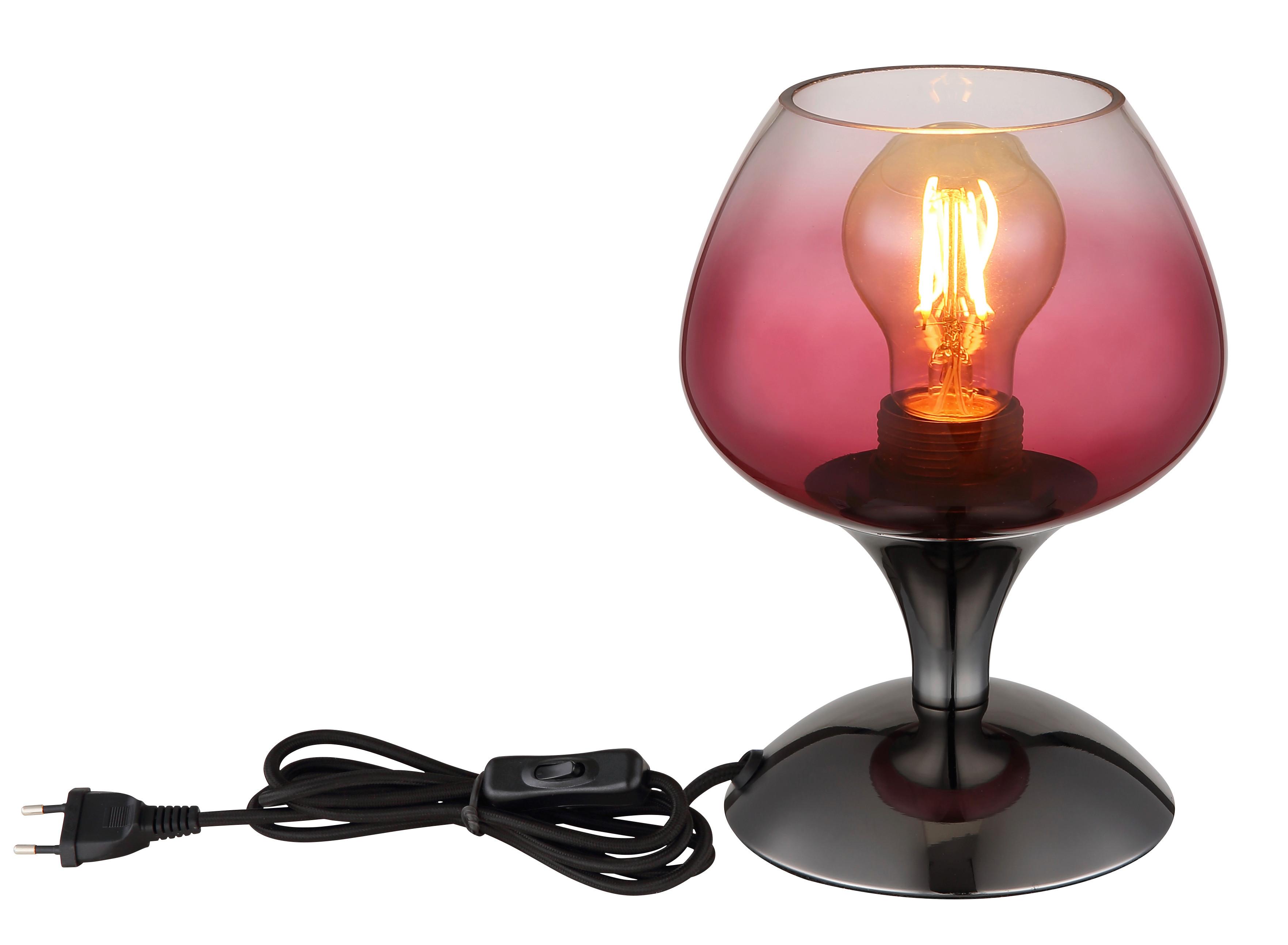 TISCHLEUCHTE 15548T6 - Klar/Brombeere, Trend, Glas/Metall (15/20,5cm) - Globo