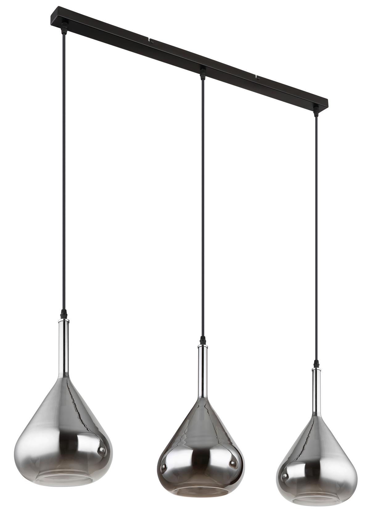 Viseča Svetilka 15542-3 - siva/črna, Design, kovina/steklo (90/20/140cm) - Globo