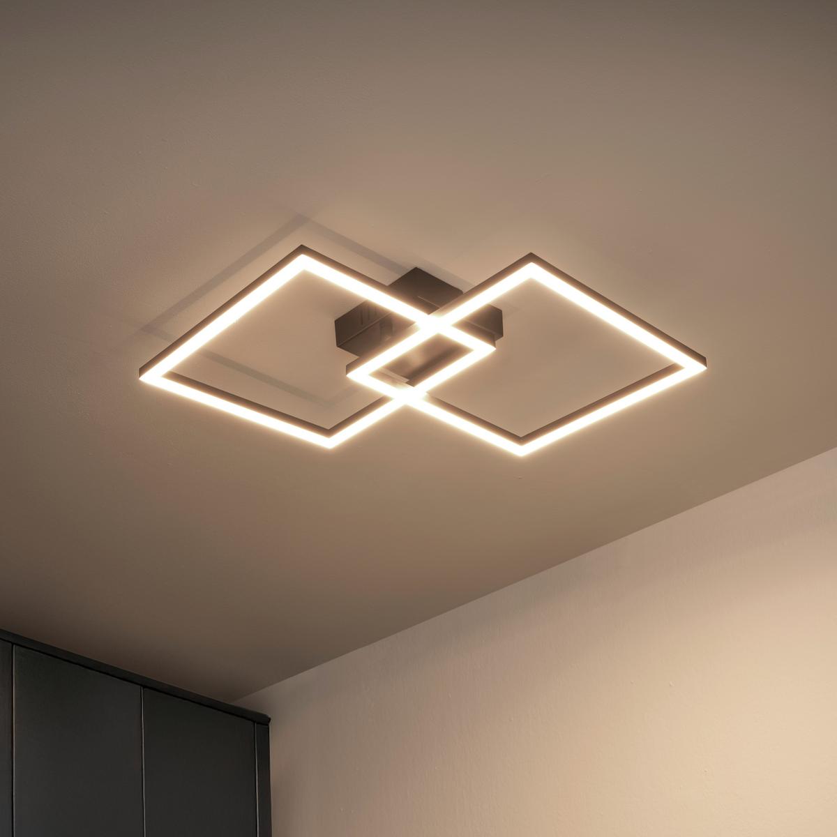 LED-Deckenleuchte Corvin Opal/Schwarz max. 24 Watt - Opal/Schwarz, MODERN, Kunststoff (55,8/39,5/6,7cm) - Mömax