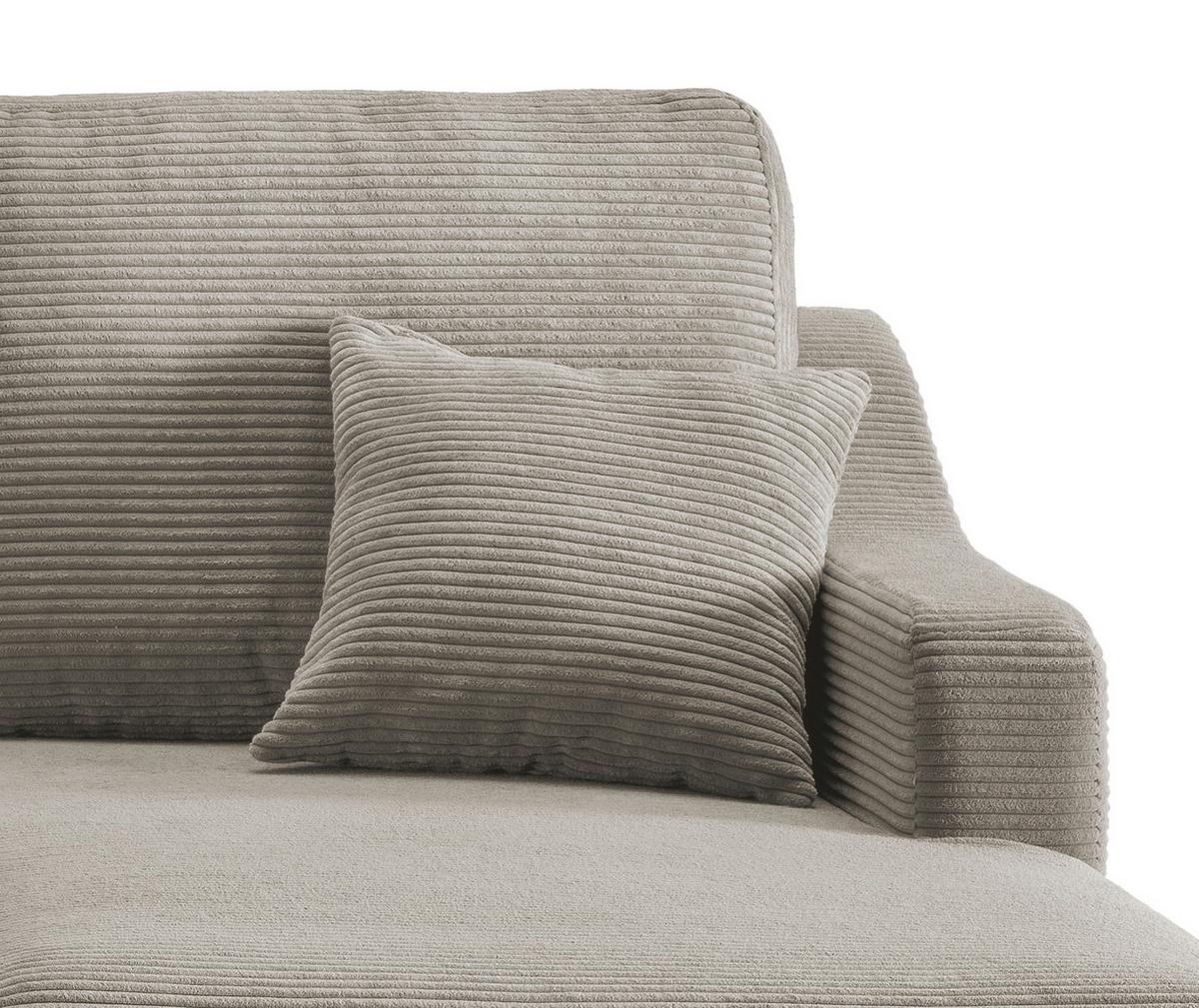 Ecksofa Valentina Cord ca. 228x150 cm Graubraun - Graubraun/Naturfarben, Design, Holz/Textil (228/150cm) - P & B