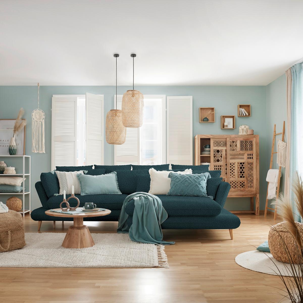 Coltar MONTE - verde închis, Romantik / Landhaus, lemn/textil (283/181cm) - Based