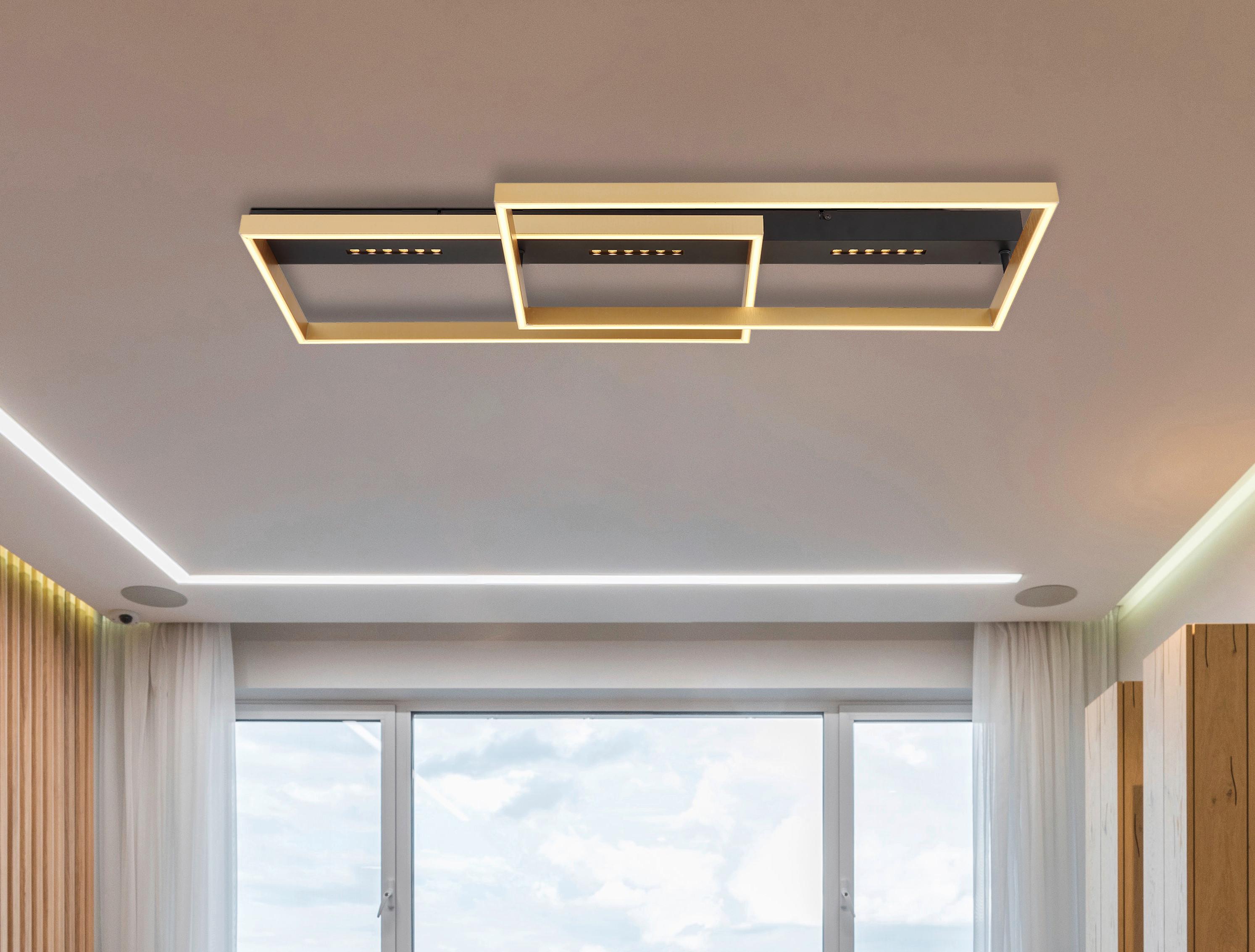 Stropna Led-svetilka Luffy, S Sijalko - zlate barve/črna, Design, kovina/umetna masa (90/39,8/10,2cm)