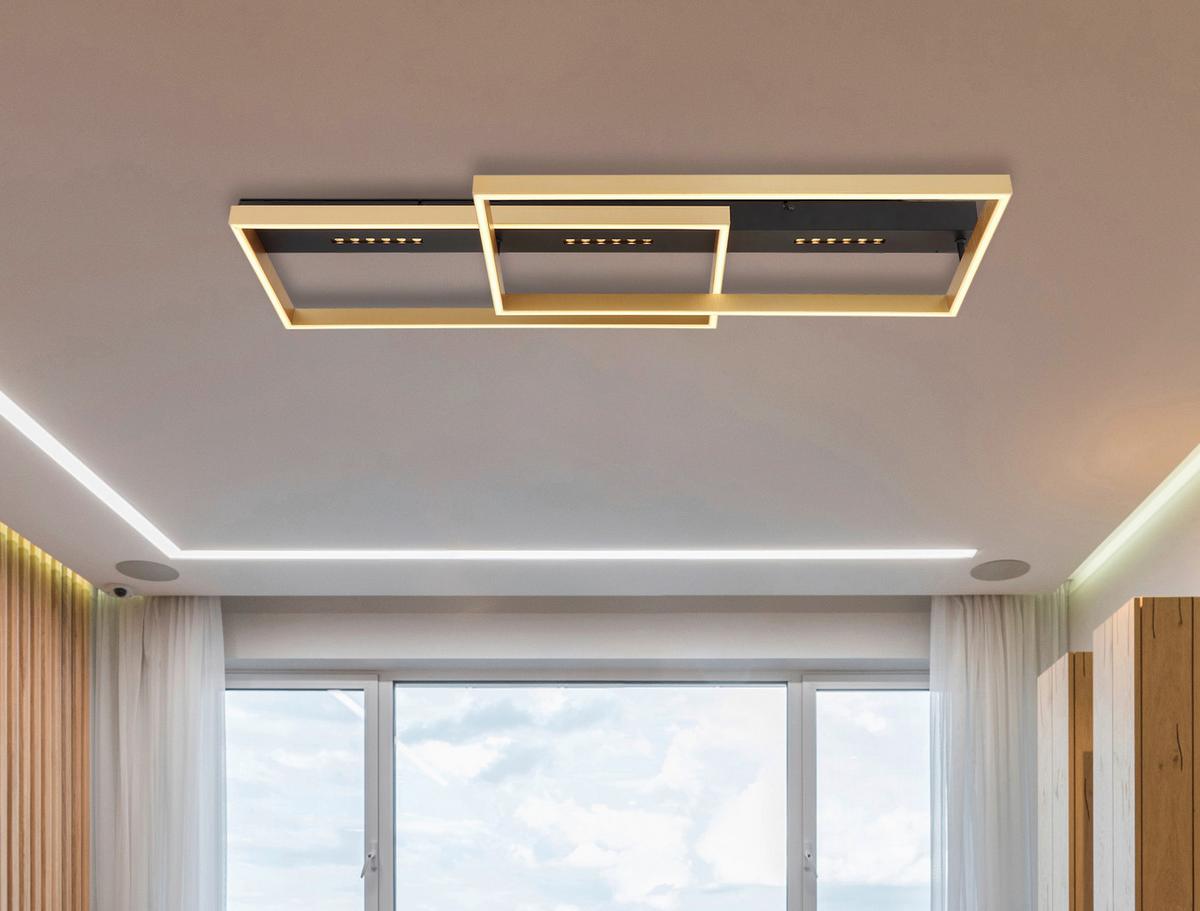 Stropna Led-svetilka Luffy, S Sijalko - zlate barve/črna, Design, kovina/umetna masa (90/39,8/10,2cm)