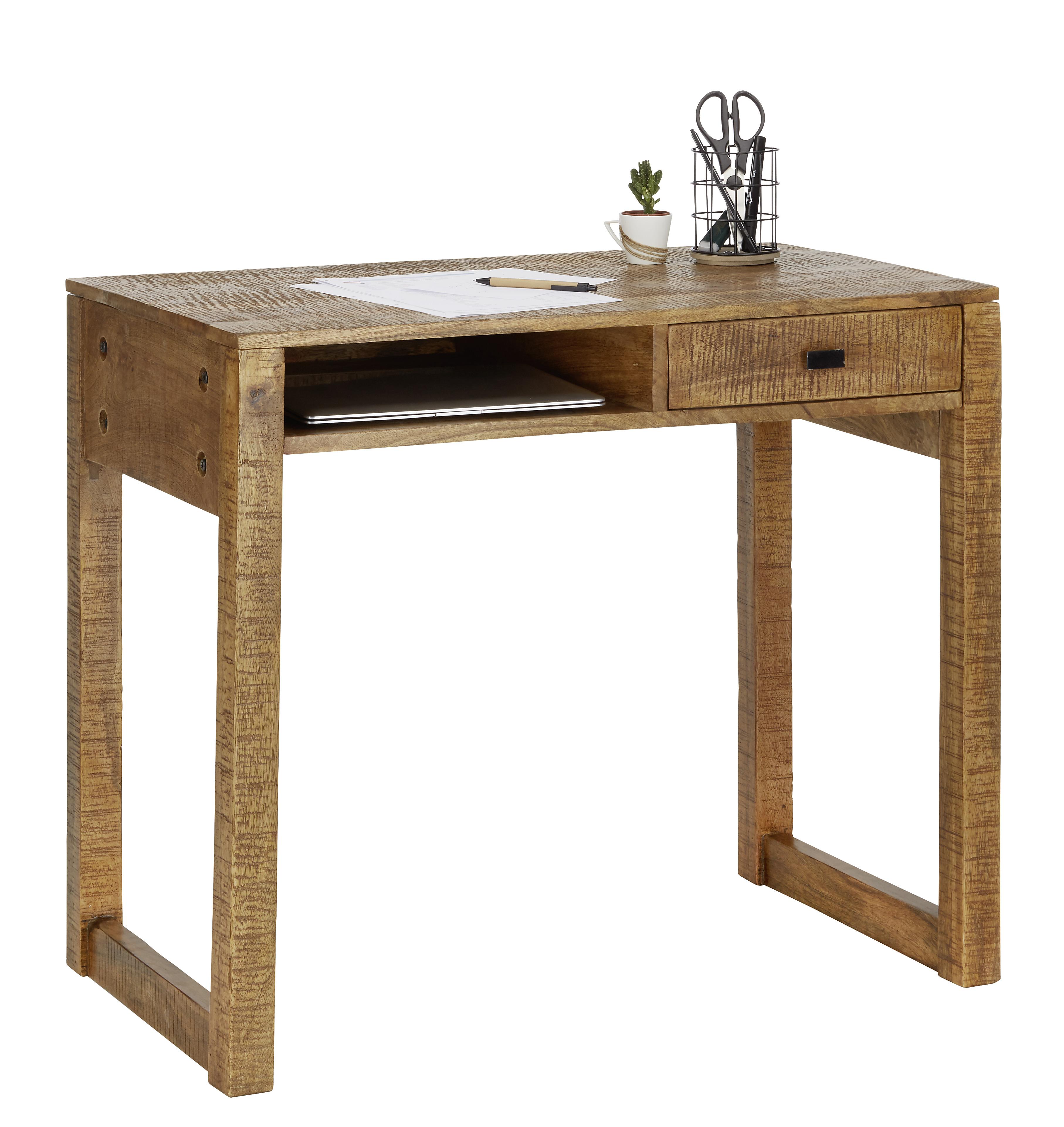 Schreibtisch in Naturfarben massiv - Naturfarben, Lifestyle, Holz (88/77/50cm) - Modern Living