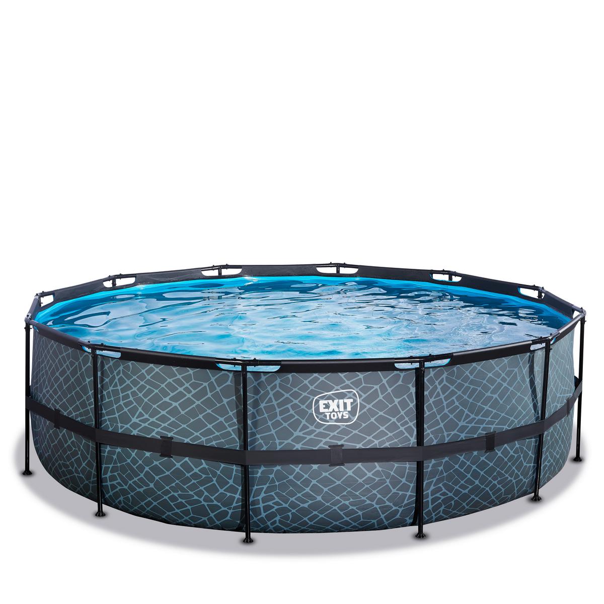 Bazen Exit Stone Pool, Ø 450cm - siva, Konvencionalno, umetna masa (450/122cm) - EXIT Toys