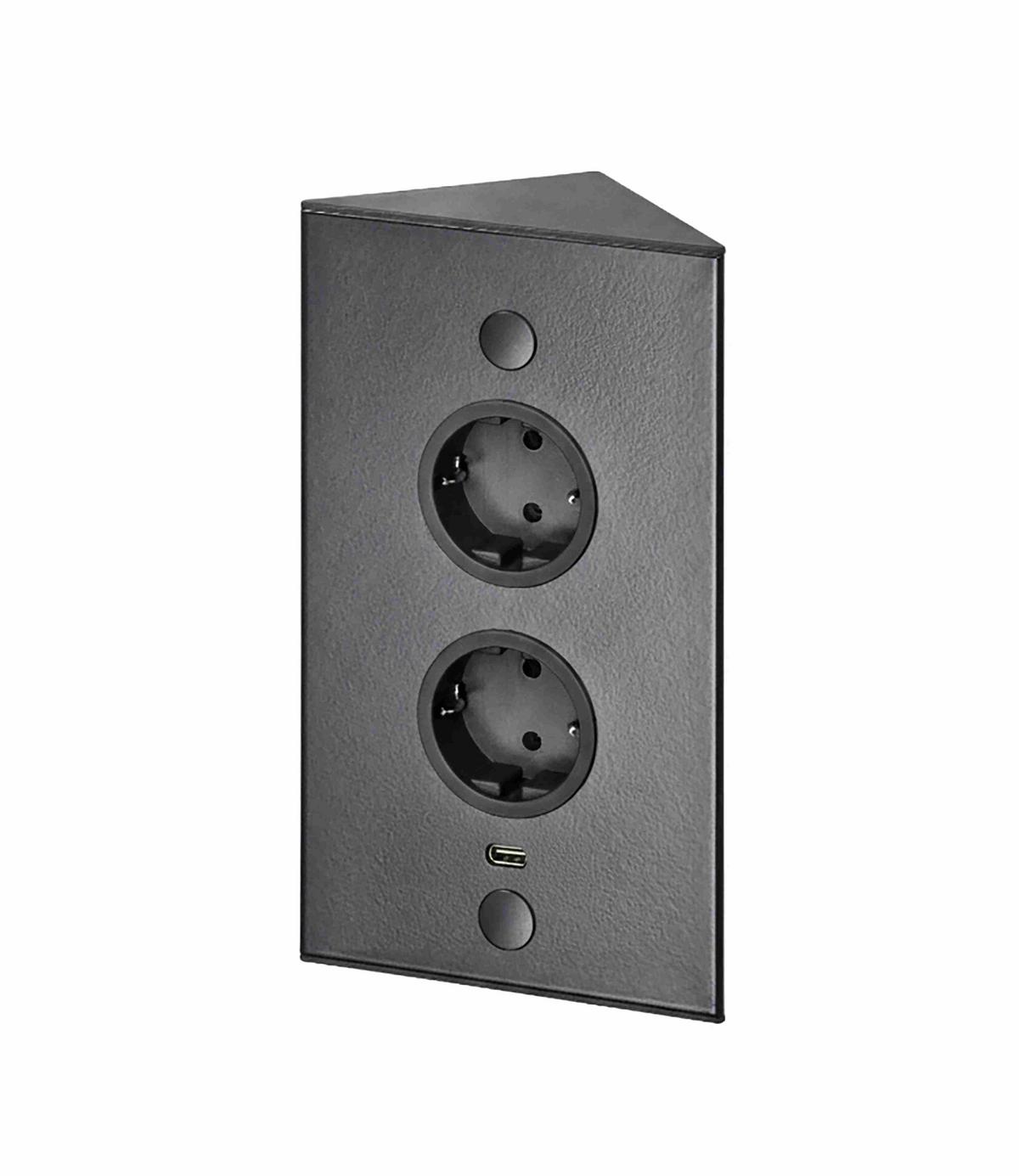 Steckdosenelement 410889 Schwarz - Schwarz, MODERN, Kunststoff/Metall (20/11,5/8,3cm) - Vogt