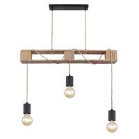 Svjetiljka Viseća 54030-3ph Joelle - smeđa/crna, Natur, drvo/metal (83/10/120cm) - Globo