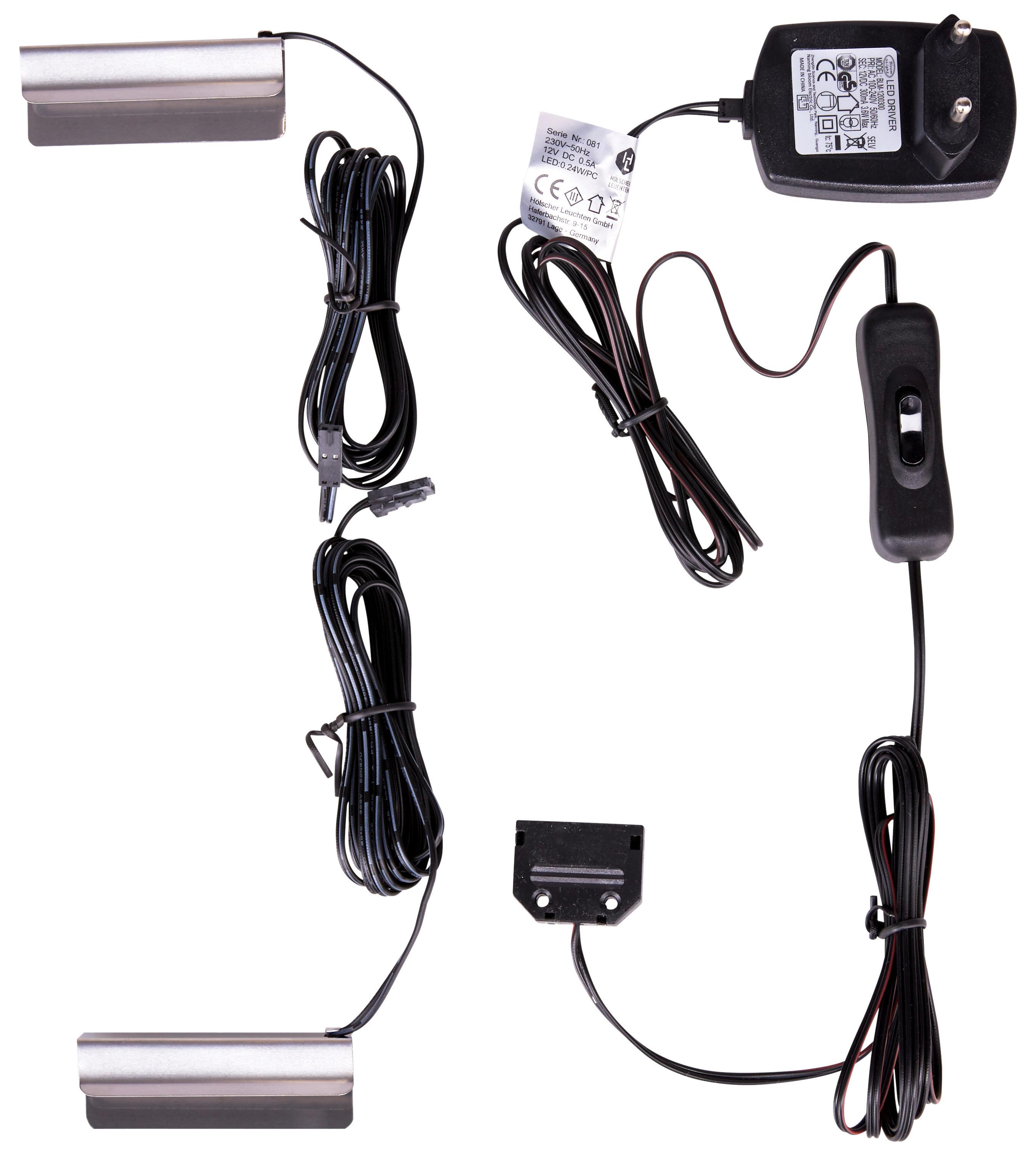 Glasbodenbeleuchtungs-Set in Anthrazit, 2er-Set - Anthrazit, MODERN, Metall (6/2/1cm) - Mömax