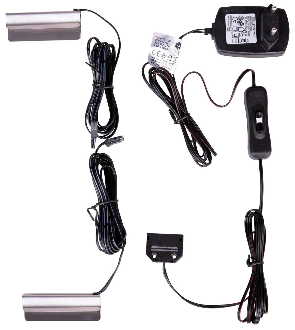 Üvegpolc Világítás Szett LED Üvegpolc Világítás, 2 Db - antracit, Modern, fém (6/2/1cm)