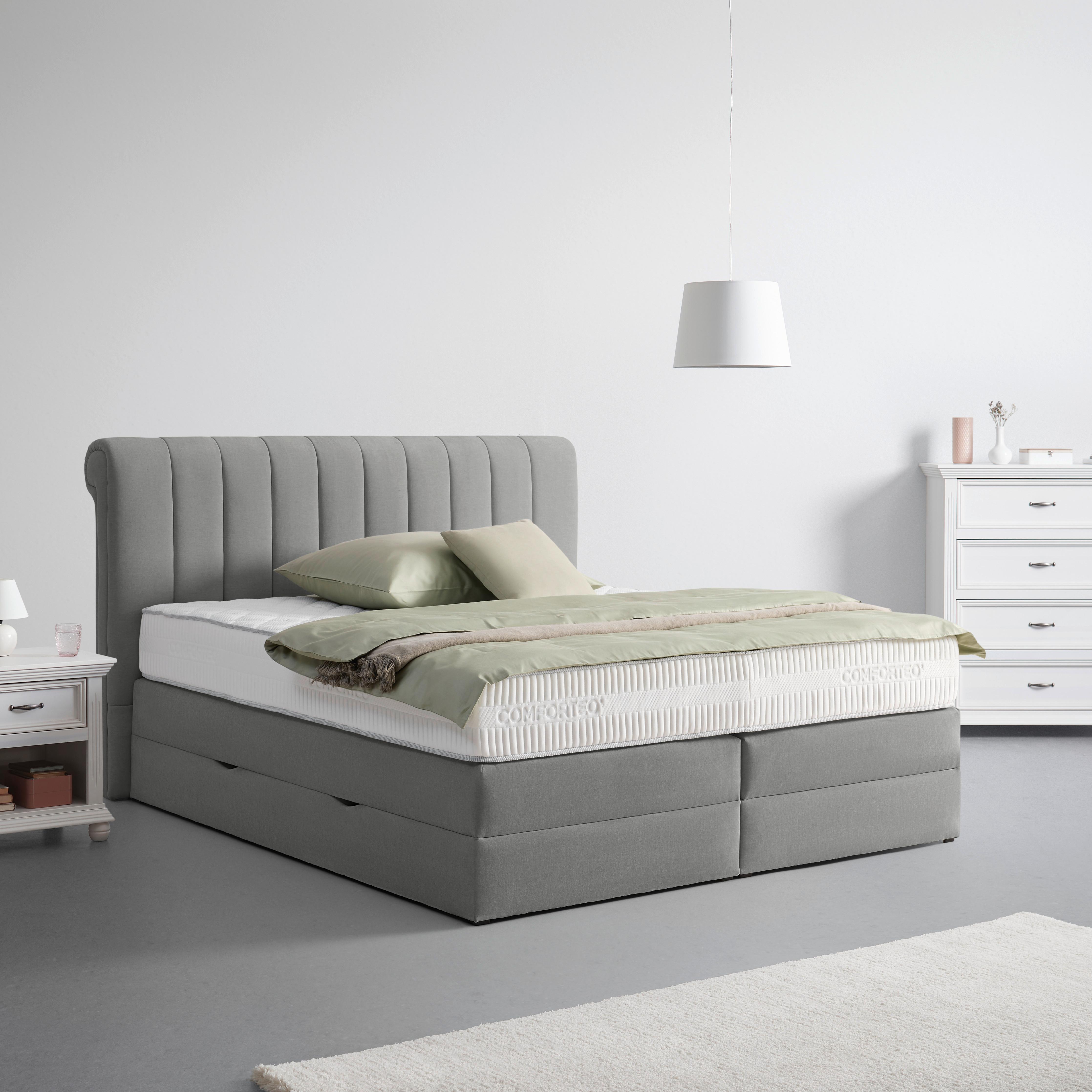 Boxspringbett Belano Dunkelgrau ca. 180x200cm - Dunkelgrau, KONVENTIONELL, Holz/Holzwerkstoff (180/200cm) - Premium Living