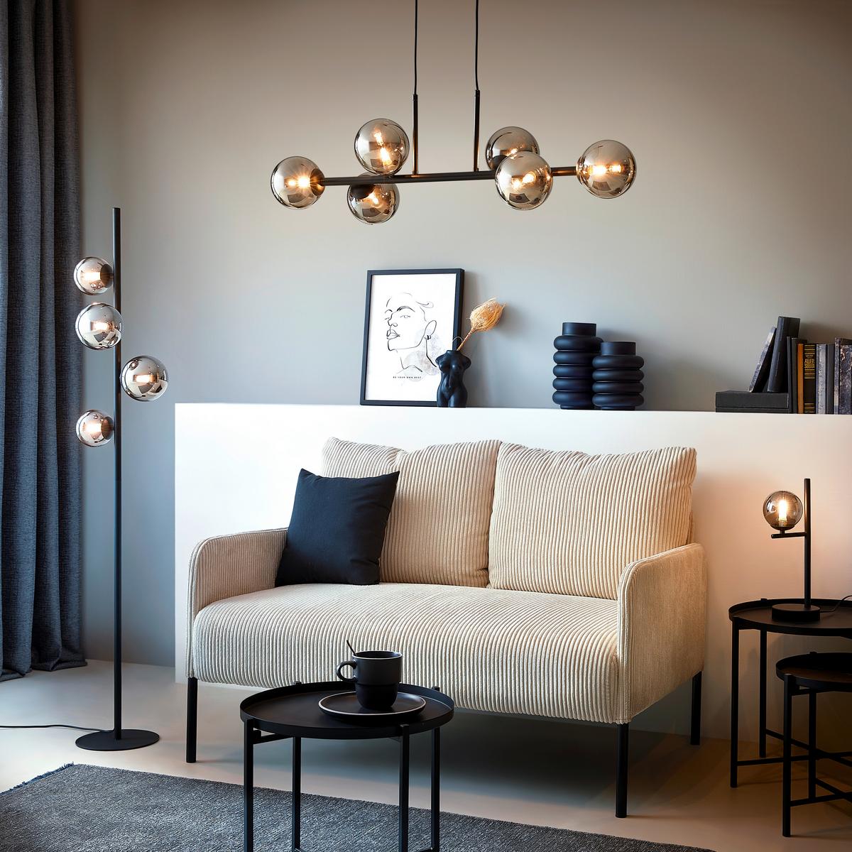 Stehleuchte Lisib in Schwarz/Chrom max. 10 Watt - Chromfarben/Schwarz, ROMANTIK / LANDHAUS, Glas/Metall (27/140cm) - Mömax