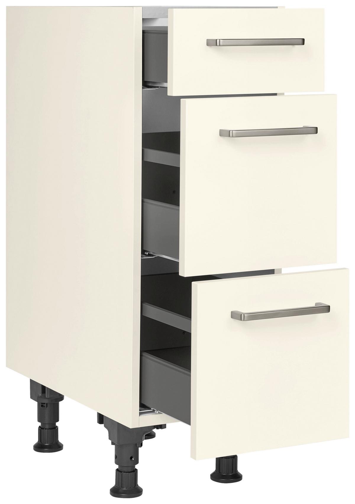Schubkastenunterschrank Touch Magnolie - Edelstahlfarben/Magnolie, MODERN, Holzwerkstoff/Metall (30/87/56cm) - Nobilia