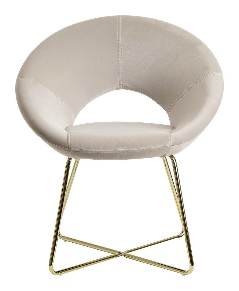 Armlehnstuhl "WL6.191", beige - Beige/Goldfarben, MODERN, Textil/Metall (57/83/60cm) - MID.YOU