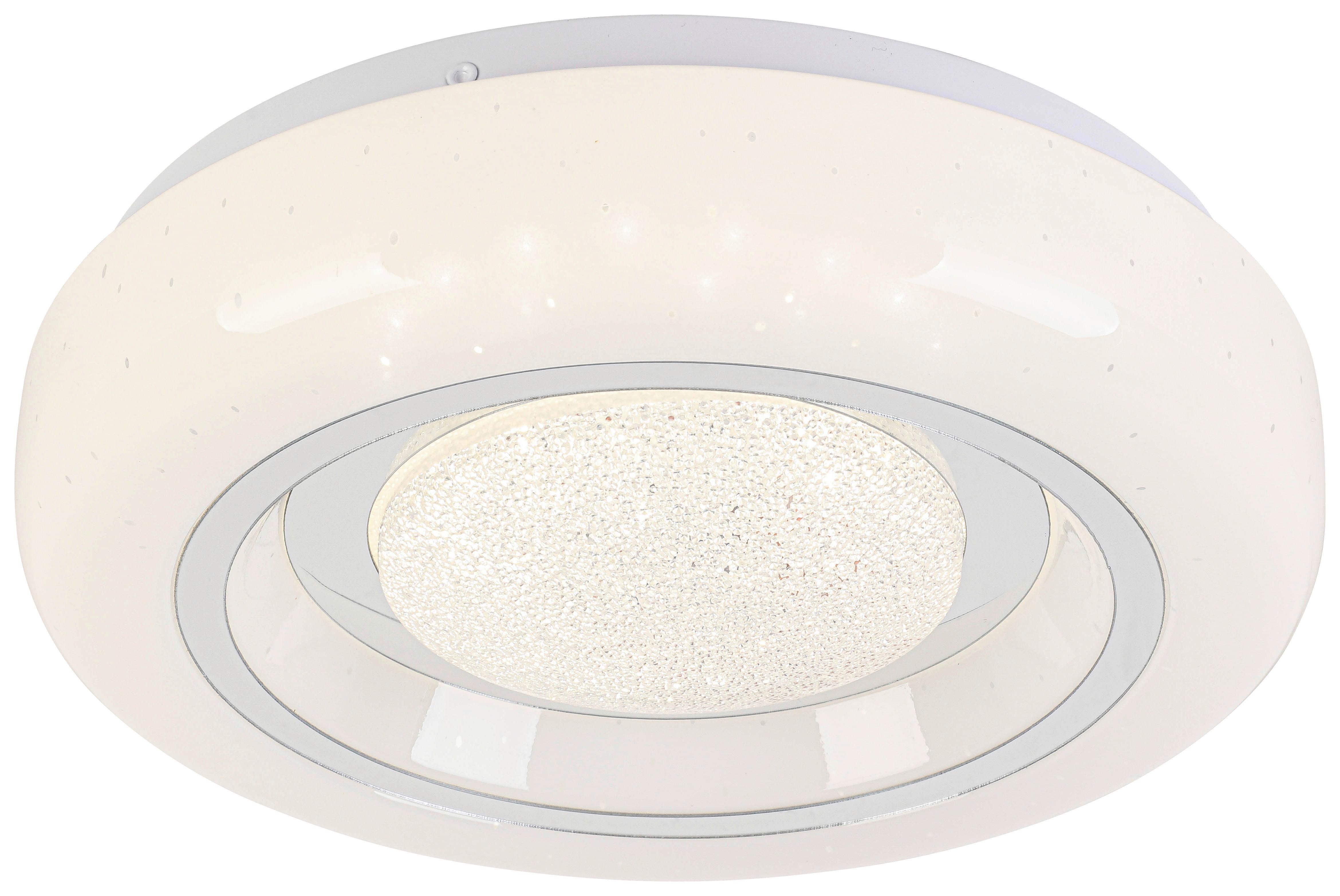 Led-deckenleuchte Ali Weiss/chromfarben Max.12 Watt - Chromfarben/Weiss, Modern, Kunststoff/Metall (26/26/5,5cm) - Mömax