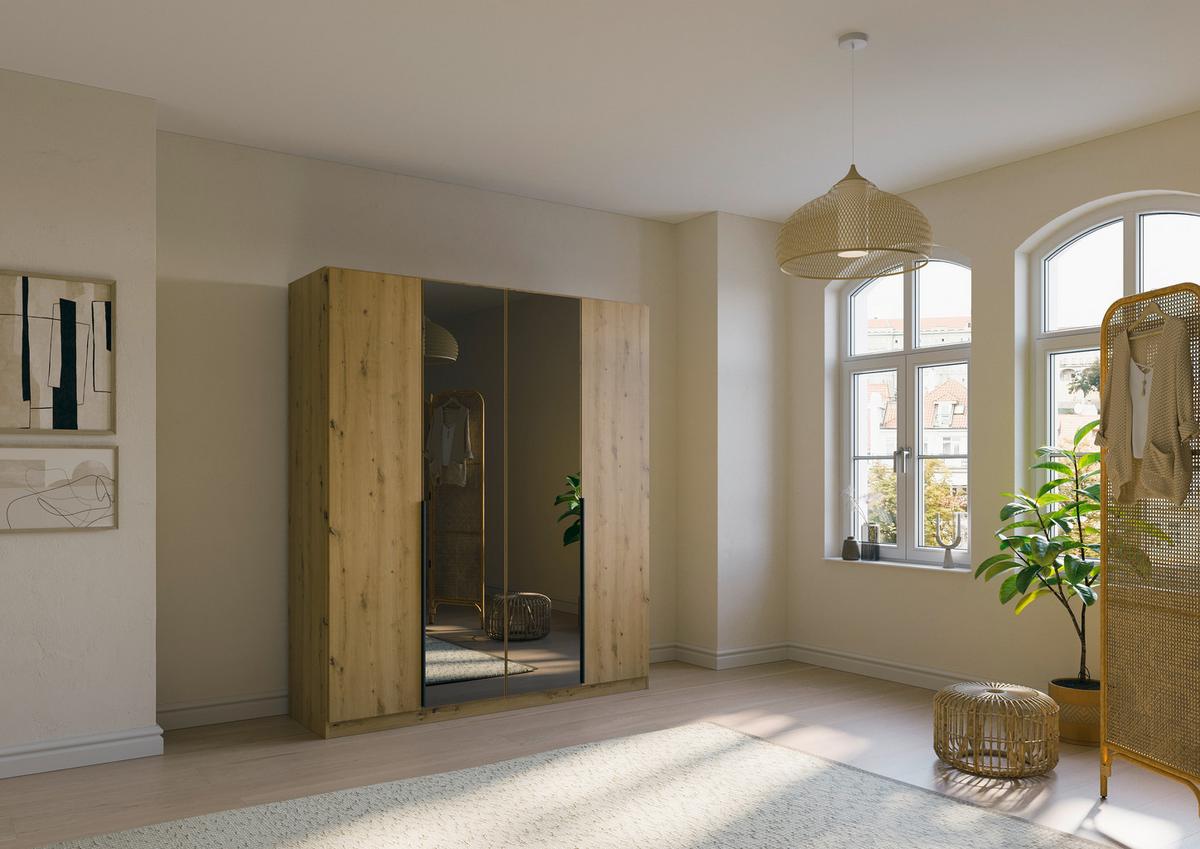 Ormar S Klasičnim Vratima Skyla - siva/hrast Artisan, Moderno, drvni materijal/metal (181/210/54cm) - Modern Living