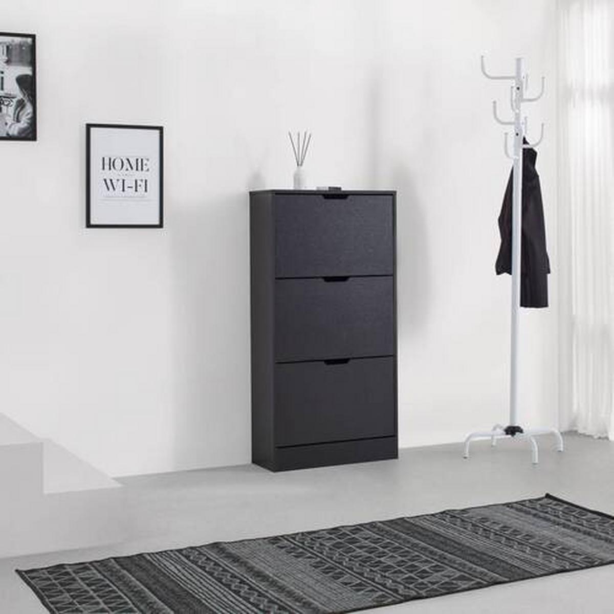 Pantofar RUDI -EXKLUSIV- - negru, Konventionell, material pe bază de lemn (60/118/24cm) - Modern Living
