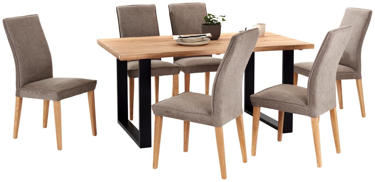 Masă WOOD 160 - culoare natur/negru, Konventionell, lemn/metal (160/75/90cm) - Modern Living