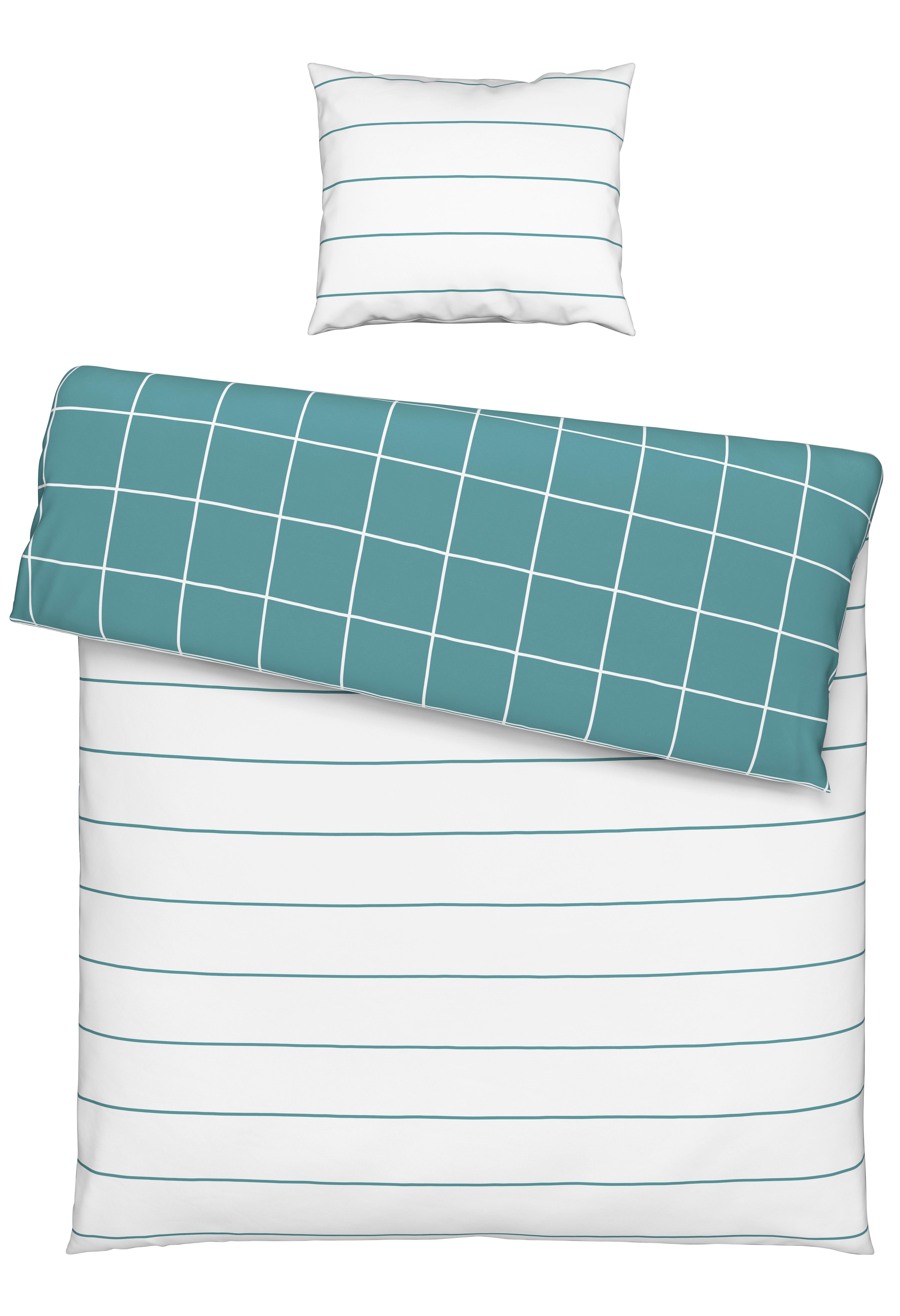 WENDEBETTWÄSCHESET KIRA WENDE COOLTEX - Blau/Weiss, Modern, Textil (160/210cm) - Modern Living
