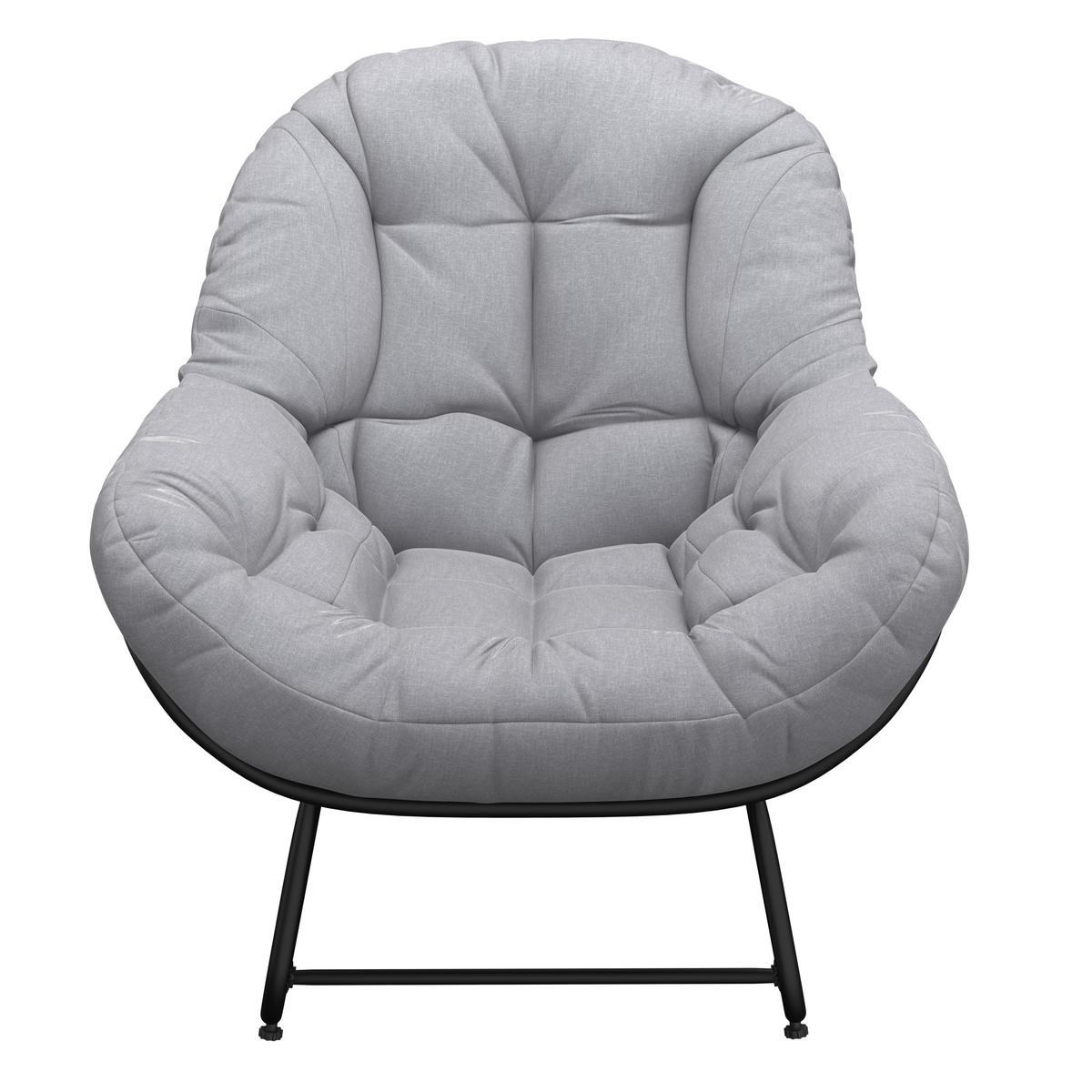 Balkonset "Isabel" Hellgrau aus Metall/Textil - Hellgrau/Schwarz, Modern, Textil/Metall (92/111/87cm) - Bessagi Garden