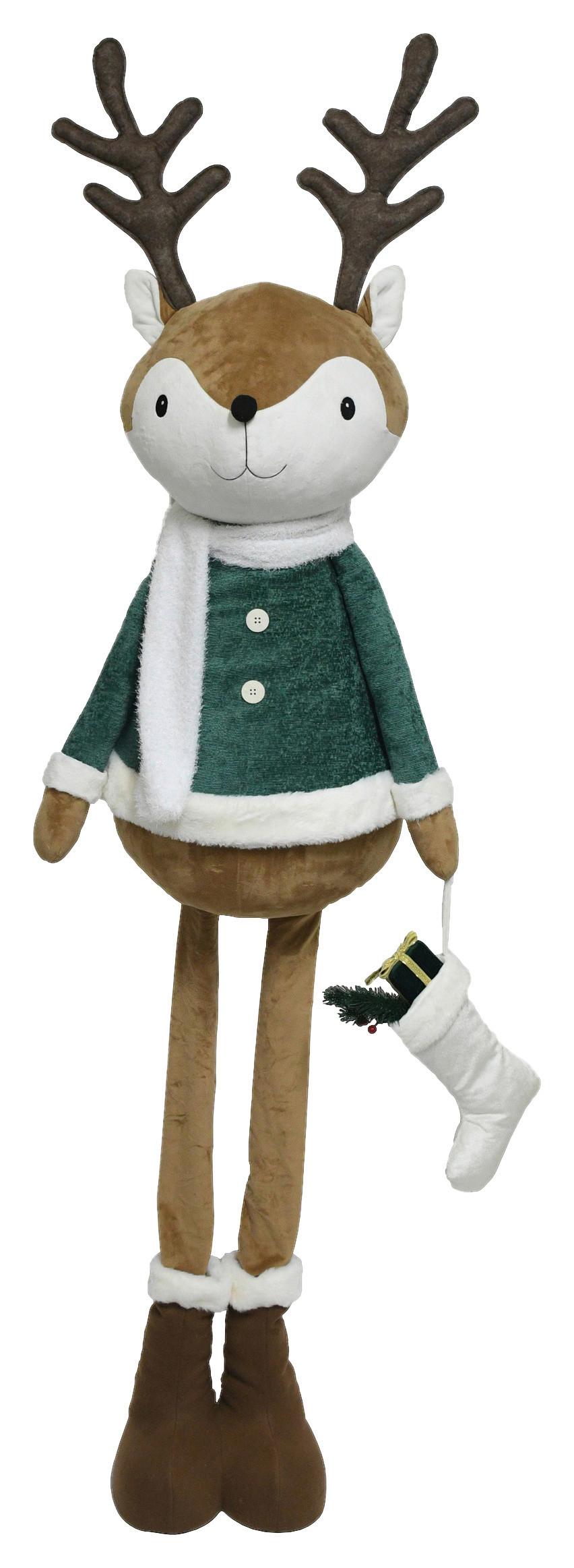 Dekorentier Reindeer Grün/Hellbraun - Hellbraun/Grün, Kunststoff/Textil (60/190/38cm) - Mömax