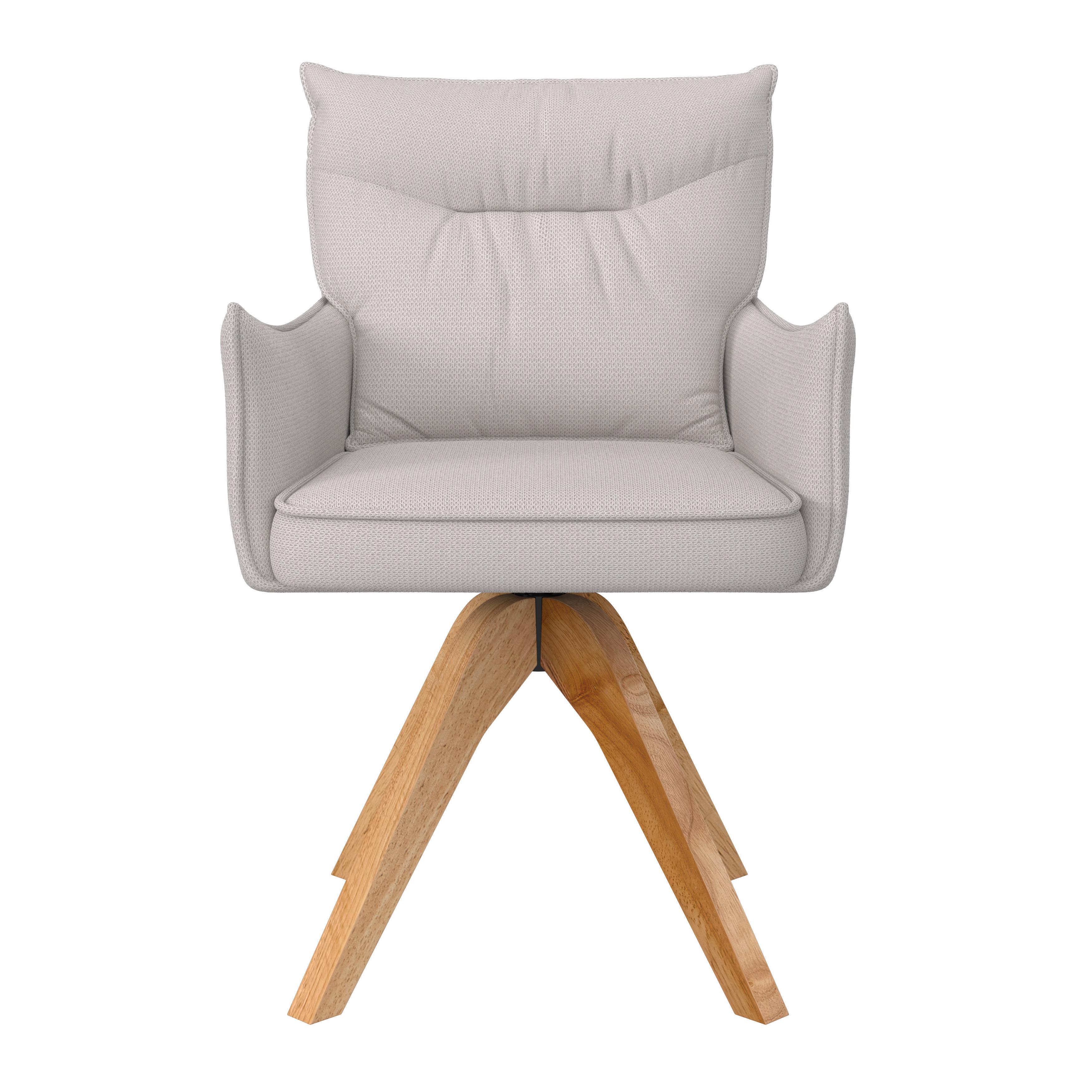 STOL MED ARMSTÖD LORELEI - ljusgrå/naturfärgad, Modern, trä/textil (58/87/63cm) - Bessagi Home