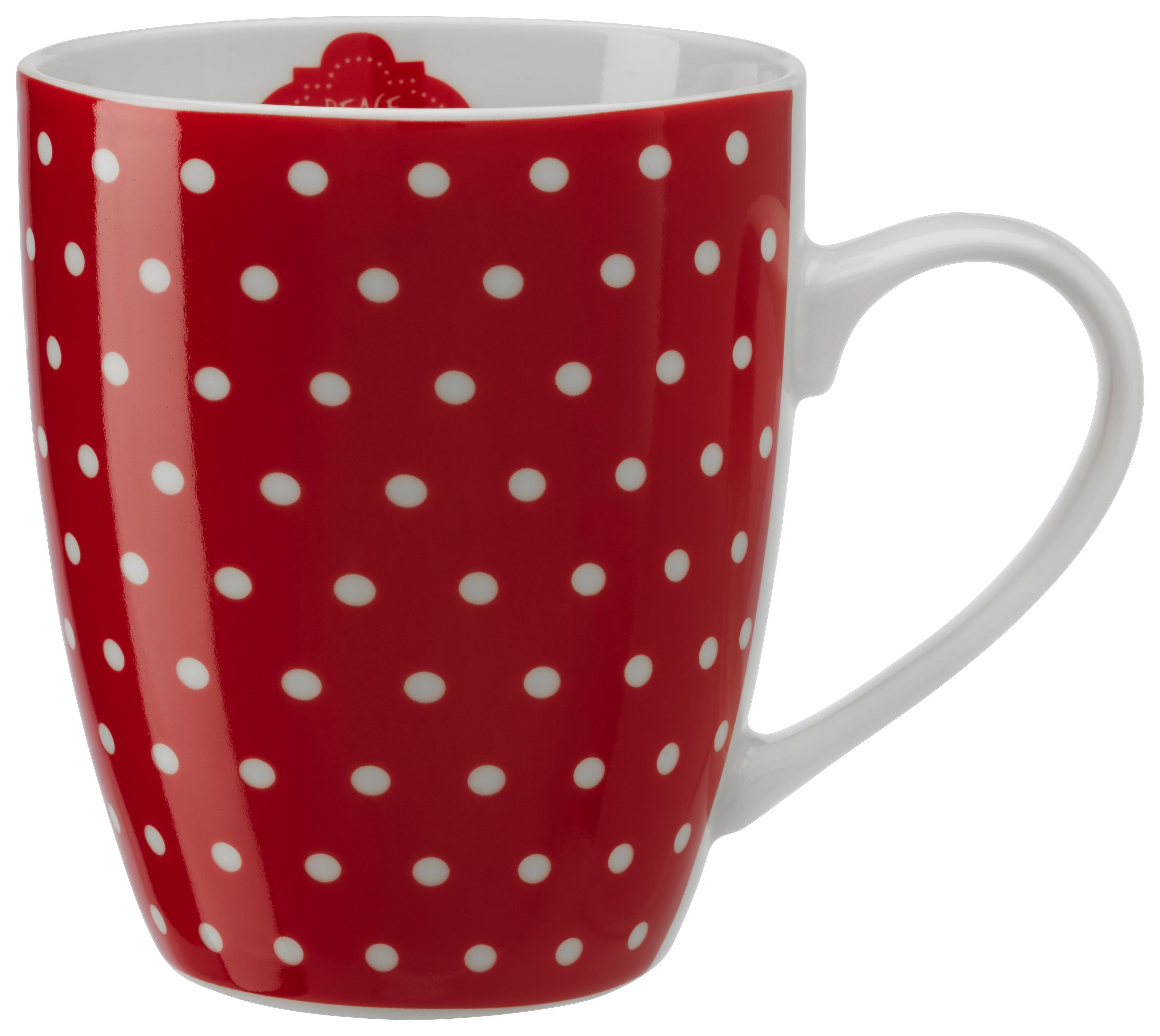 Kaffeebecher Sparkle aus Keramik ca. 350ml - Rot/Weiß, Keramik (8,5/10,1cm) - Mömax modern living