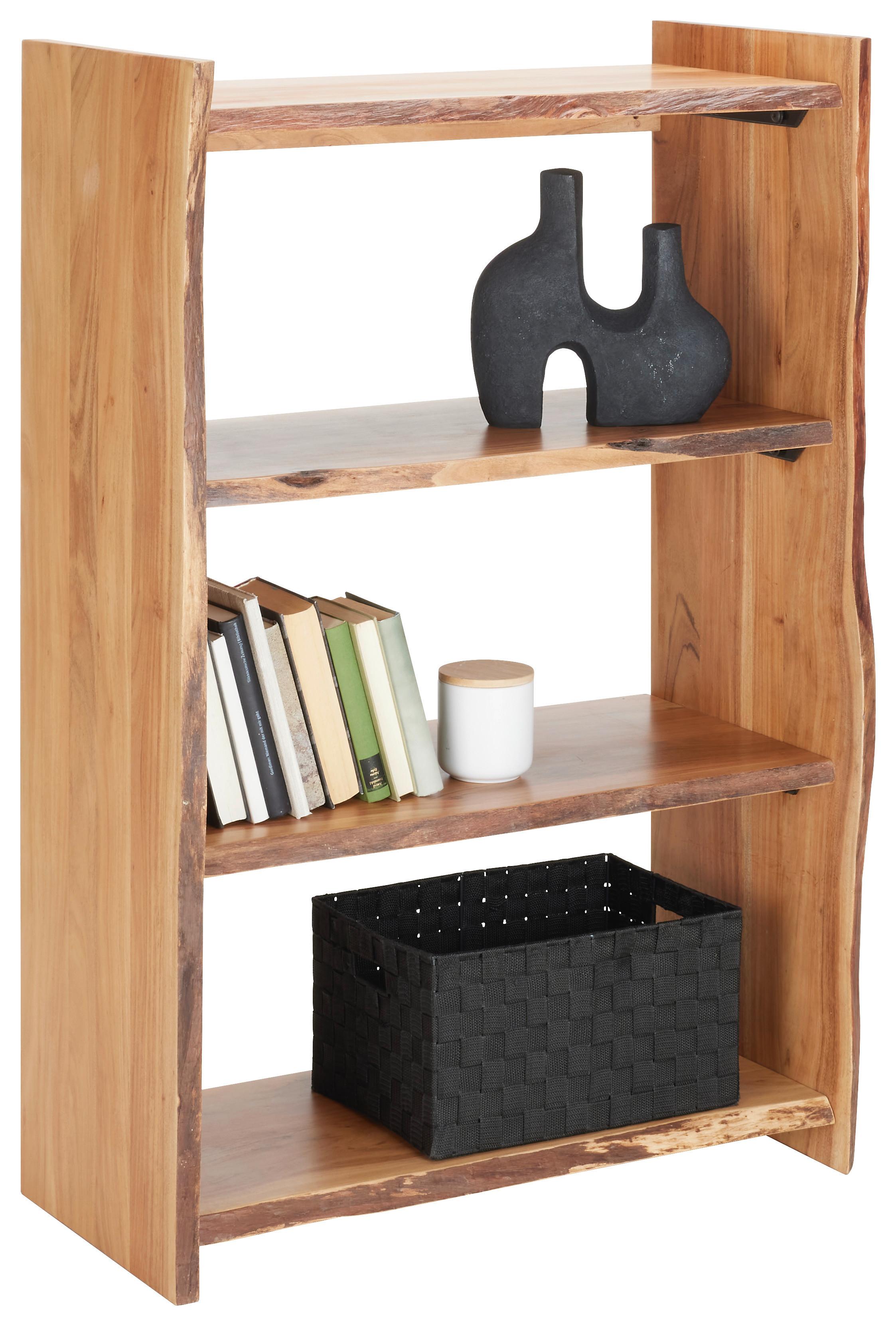 HYLLA TIMBER -EXKLUSIV- - svart/akaciefärgad, Natur, trä (80/120/38cm) - Premium Living