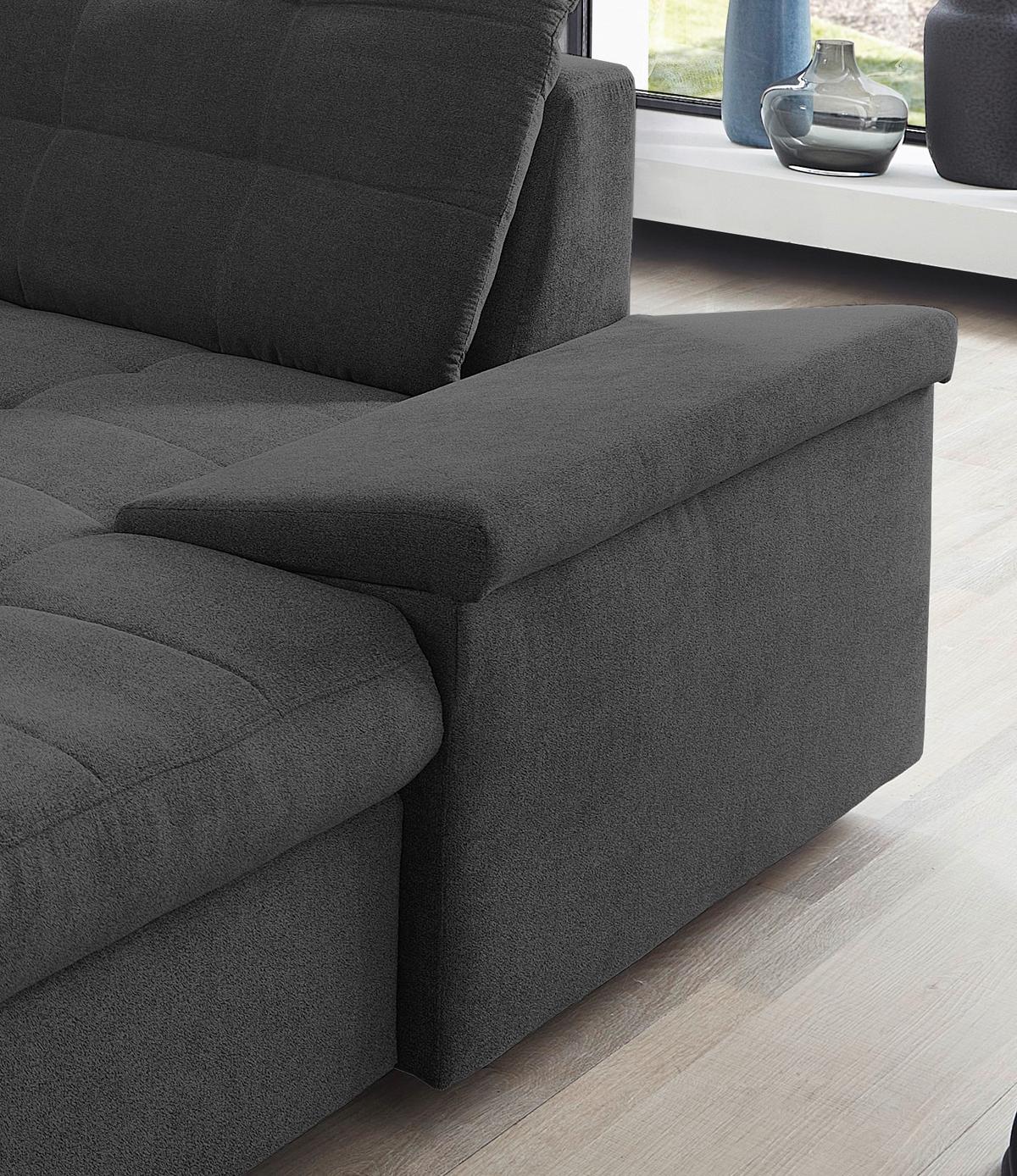 Wohnlandschaft Zira Schwarz Nylon/Mikrofaser - Chromfarben/Schwarz, Design, Kunststoff/Textil (212/330/169cm) - Livetastic