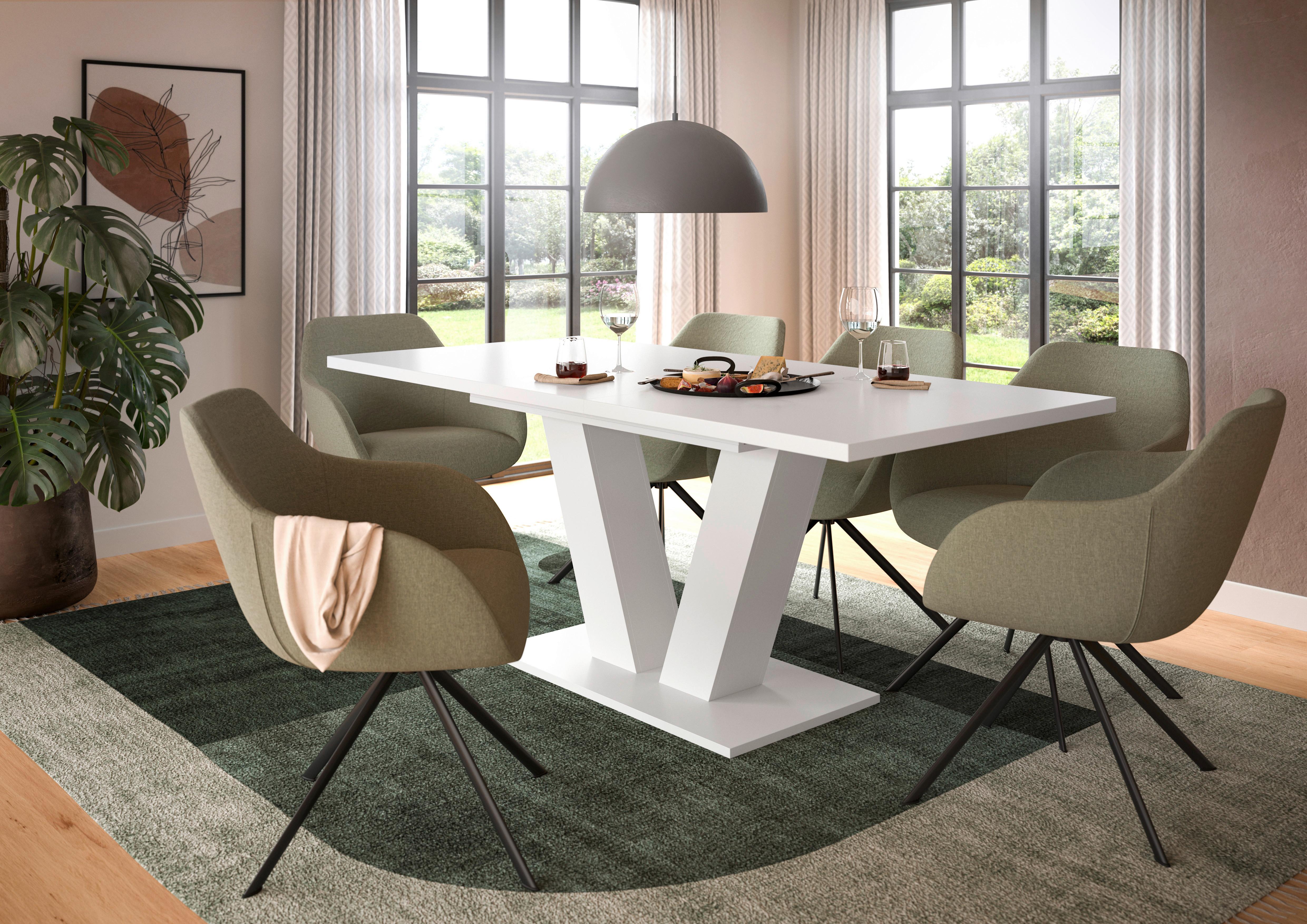 Ausziehtisch Marlon Weiß ca. 150-190x90x76 cm - Weiß, Trend, Holzwerkstoff (150-190/90/76cm)