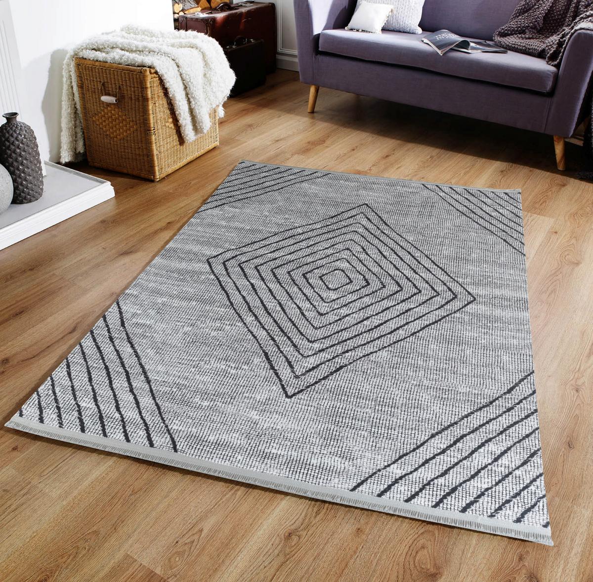 Webteppich Fabius in Grau ca. 160x230cm - Grau, Natur, Textil (160/230cm)